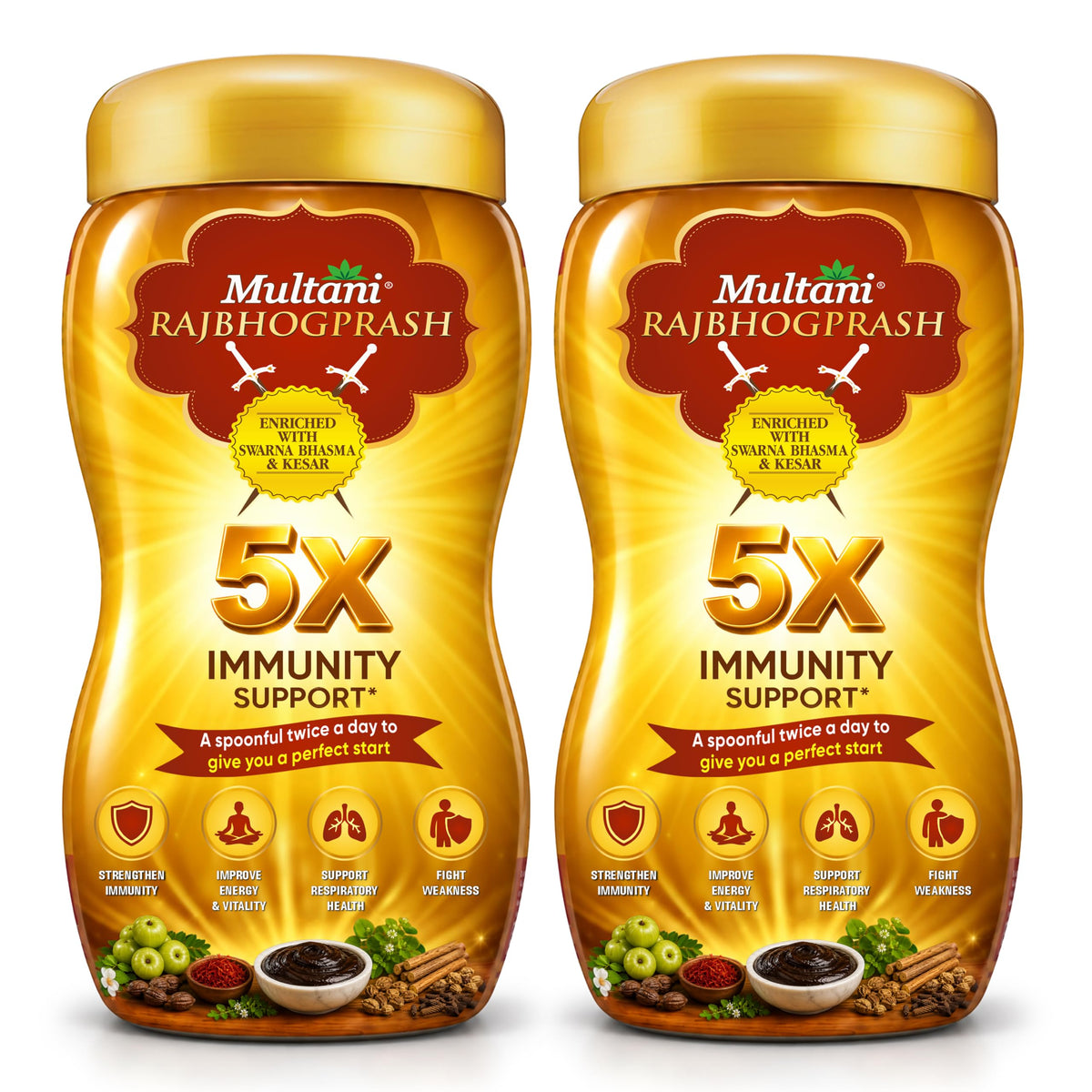 Multani Rajbhogprash 2kg | Ayurvedic Health Rajbhogprash with Swarna (Gold), Chandi, Kesar, Chandan, Amla & 27 Ayurvedic Herbs | Supports Immunity, Strength, St