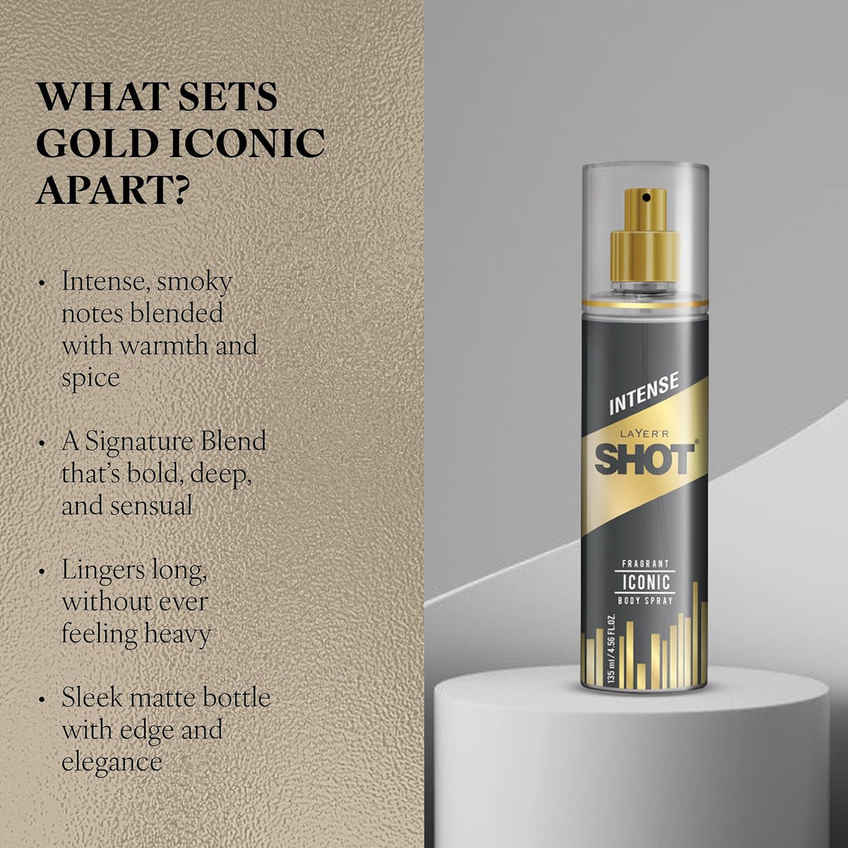 Layer'r SHOT Gold Iconic Deodorant Body Spray for Men 135ml 135 ml (Pack of 1)