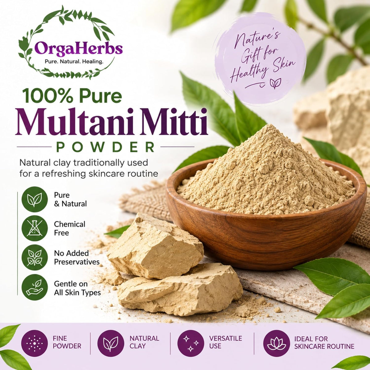 Multani Mitti Powder, Natural Clay for Face Pack & Skin Care | 1kg-Jar 1 Kg - Jar