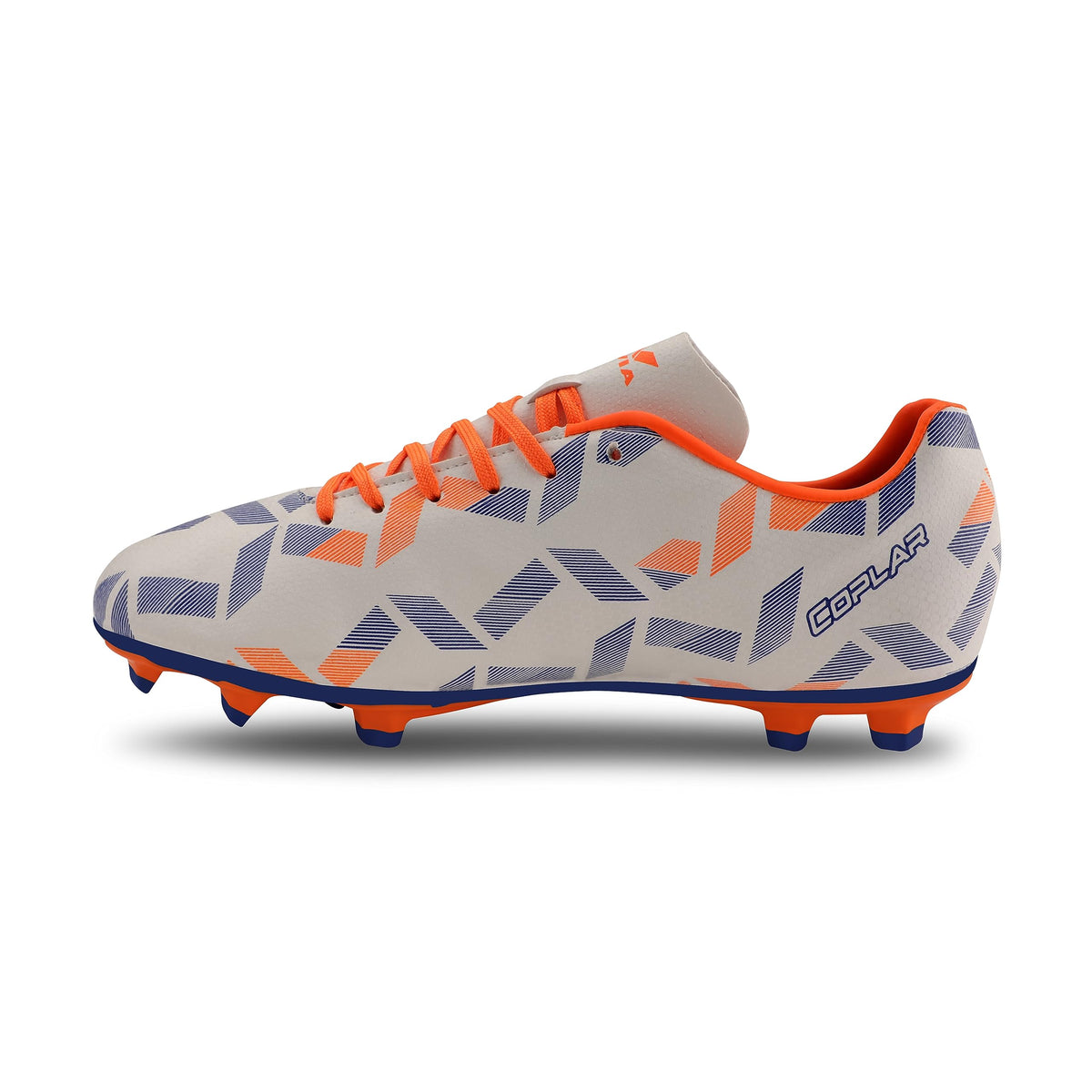 Nivia Cpolar Football Stud Shoe for Men/Sports and Soccer Shoe/Comfortable and Lightweight White/Orange 8 UK