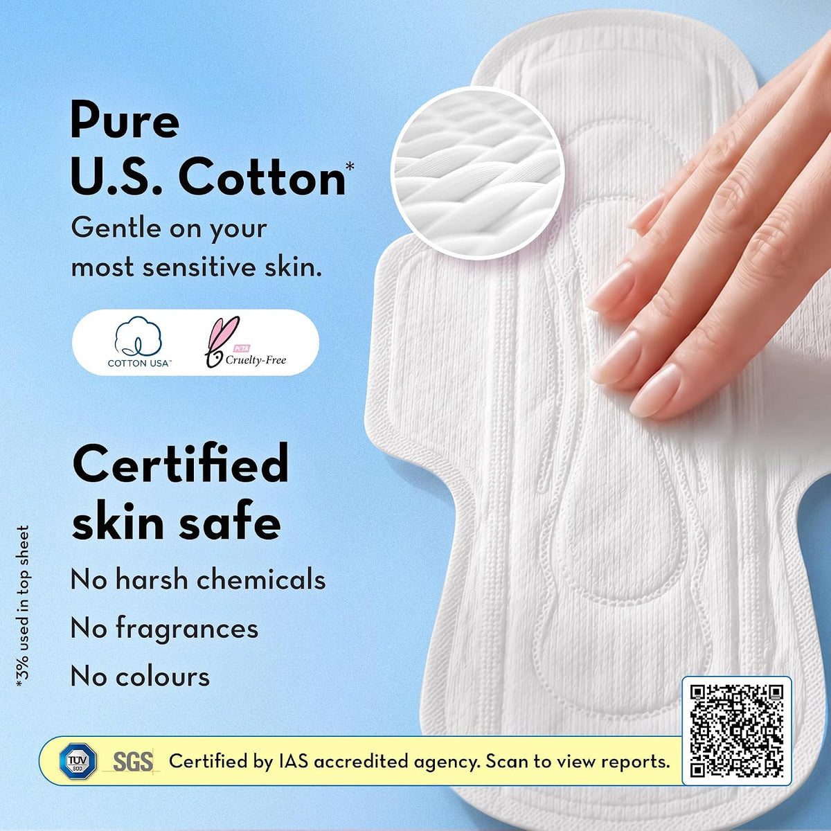 Plush Ultra-Thin XXL Sanitary Pads for Women 50 Pcs | Super Absorbent Heavy Flow 320mm Sanitary Napkins| 100% Rash-Free | Pure U.S. Cotton XXL Pads | No Fragran