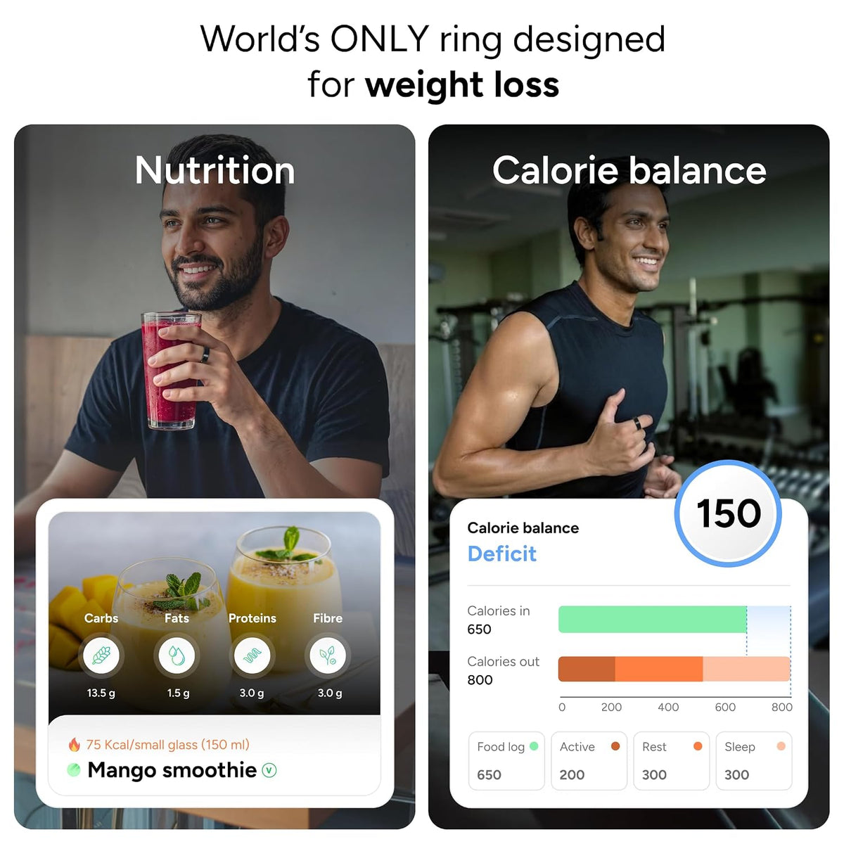Gabit Smart Ring | Buy Sizing Kit First | AI Health & Fitness Tracker, Men, Women | Sleep, Stress, Nutrition, Steps, Heart Rate,VO2 Max | 7-10 Day Battery, Tita