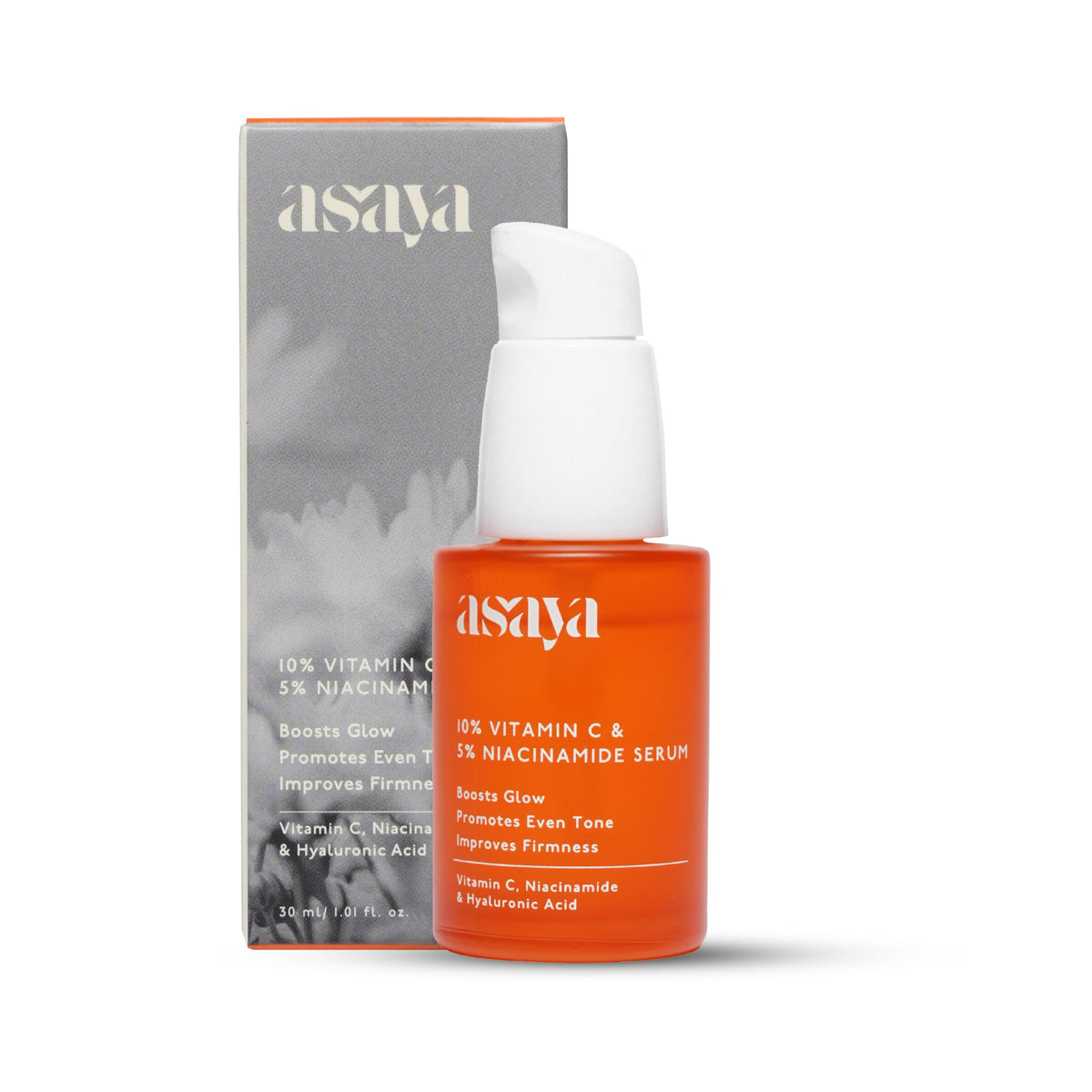 Asaya 10% Vitamin C Face Serum for Brightening & Glowing Skin | With 5% Niacinamide & Hyaluronic Acid | Dark Spot Correcting & Barrier Support | For Skin Radian