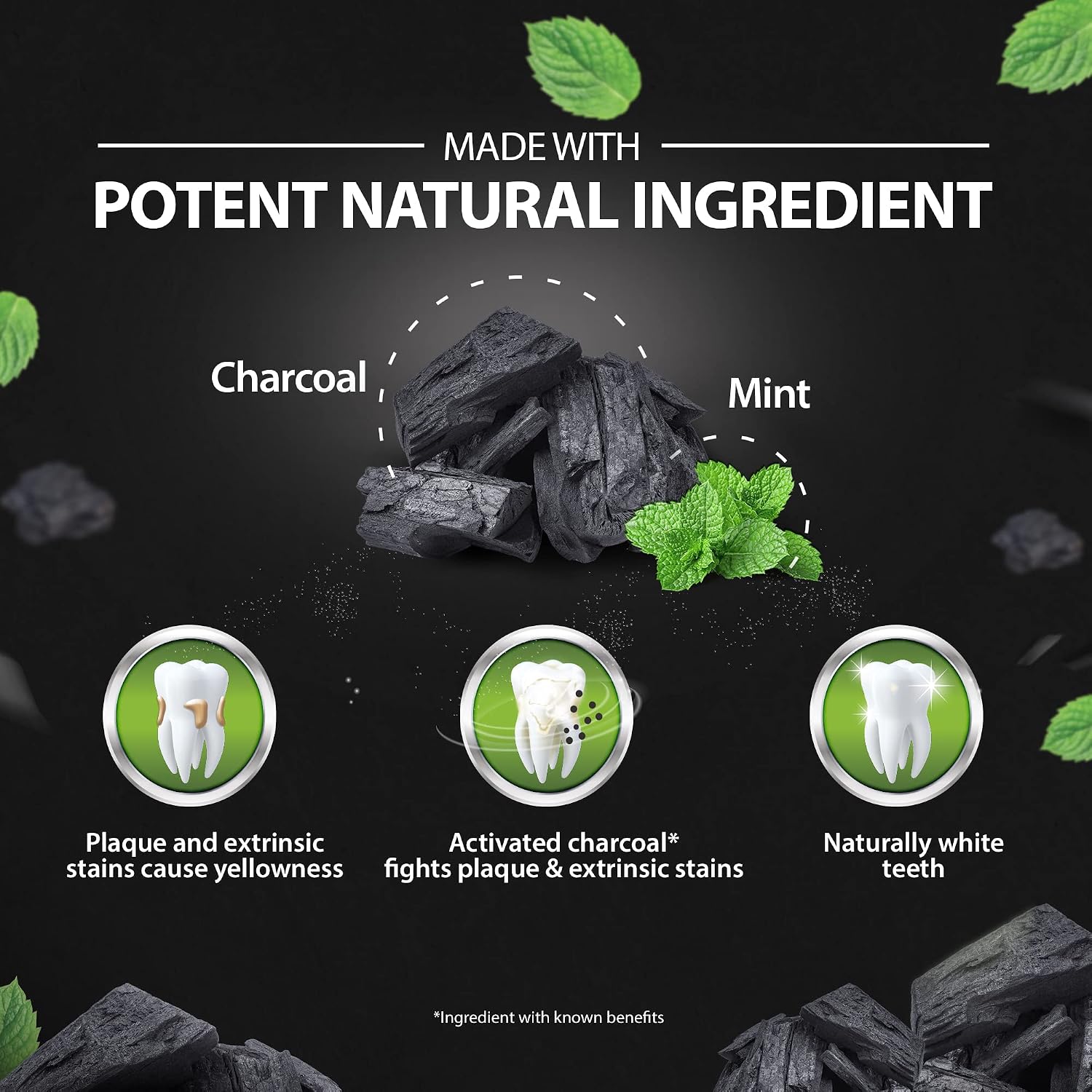 DABUR Herb'L Activated Charcoal Toothpaste 120gm (Pack of 1) | Whitening Black Gel Toothpaste | Fluoride Free | Fights Plaque & Extrinsic Stains | With Power of Mint | Cool & Refreshing Mouth Experience