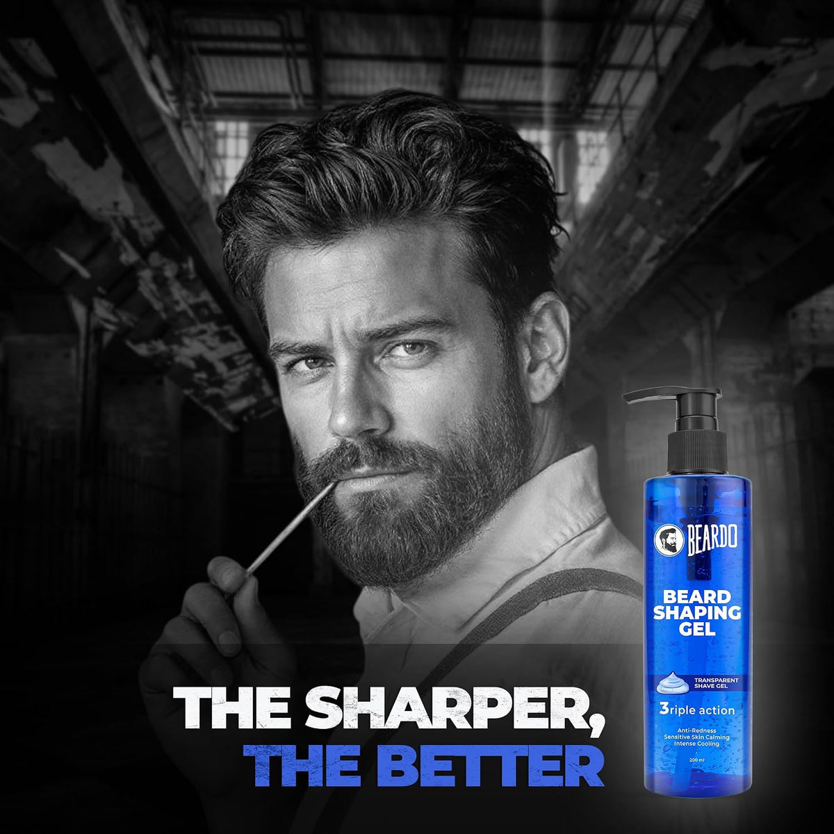 Beardo Beard Shaping Gel, 200ml | 3riple Action Transparent Shaving Gel for Men | Shaving gel with Anti-Redness, Calming, Intense Cooling | Suitable for Sensiti