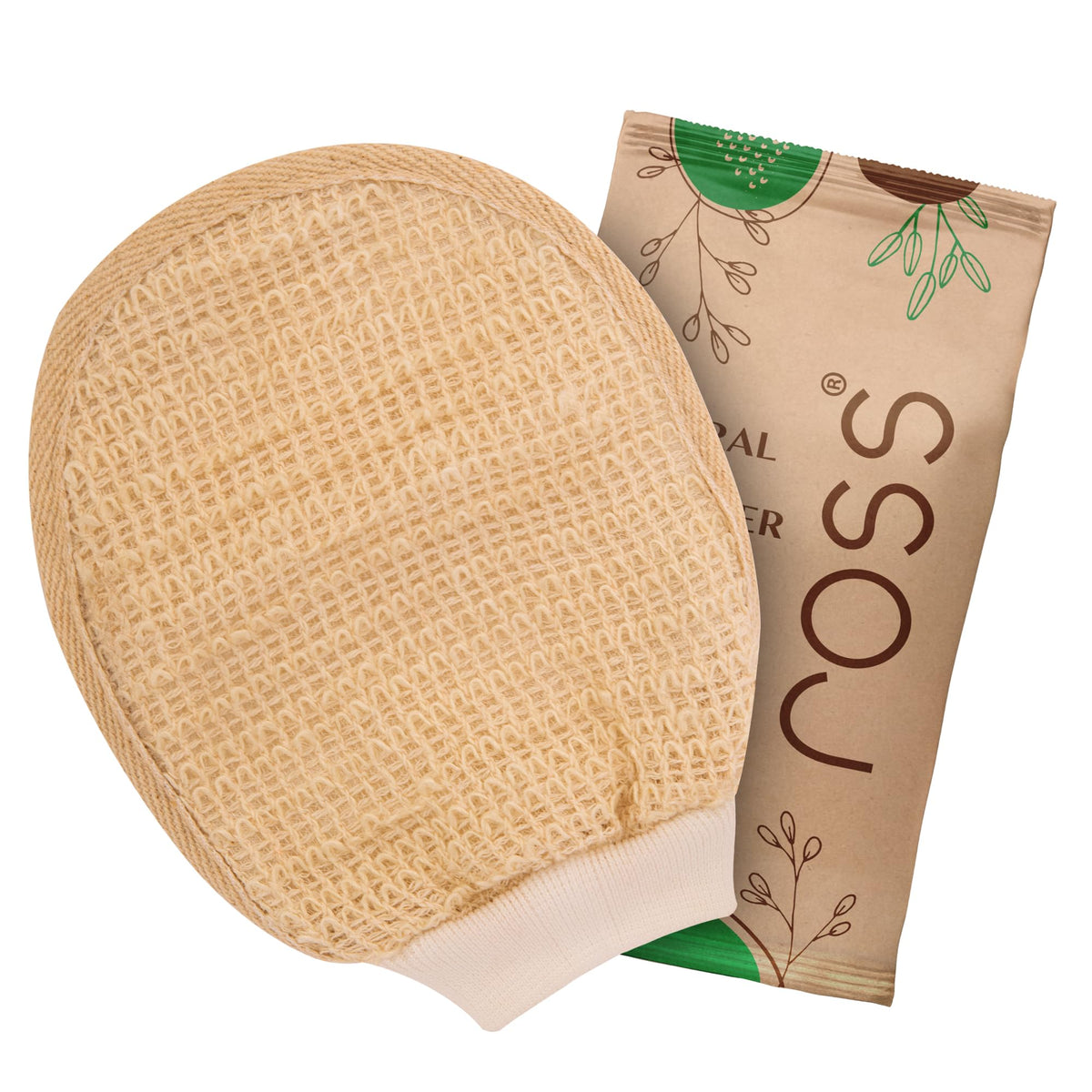 Ross Natural Ramie Bath Glove Scrubber Gentle Exfoliating Glove For Deep Cleansing, High-lather Foam, And Smooth, Refreshed Skin Perfect For Removing Dead Skin
