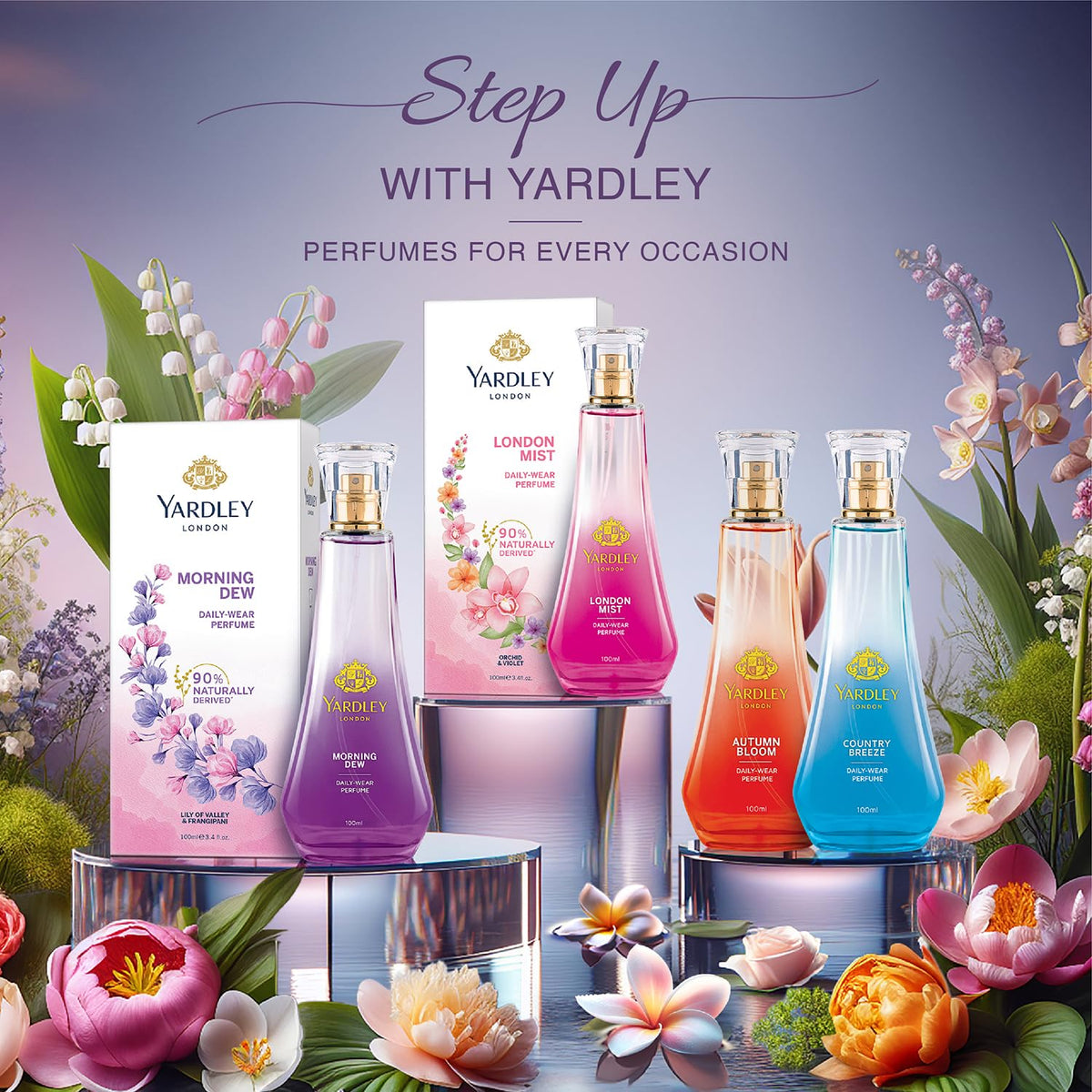 Yardley London Autumn Bloom Perfume Spray Floral Fruity Scent| 90% Naturally Derived| Plumeria & Orange Peony Perfume For Women| 100Ml Eau De Parfum (Edp)