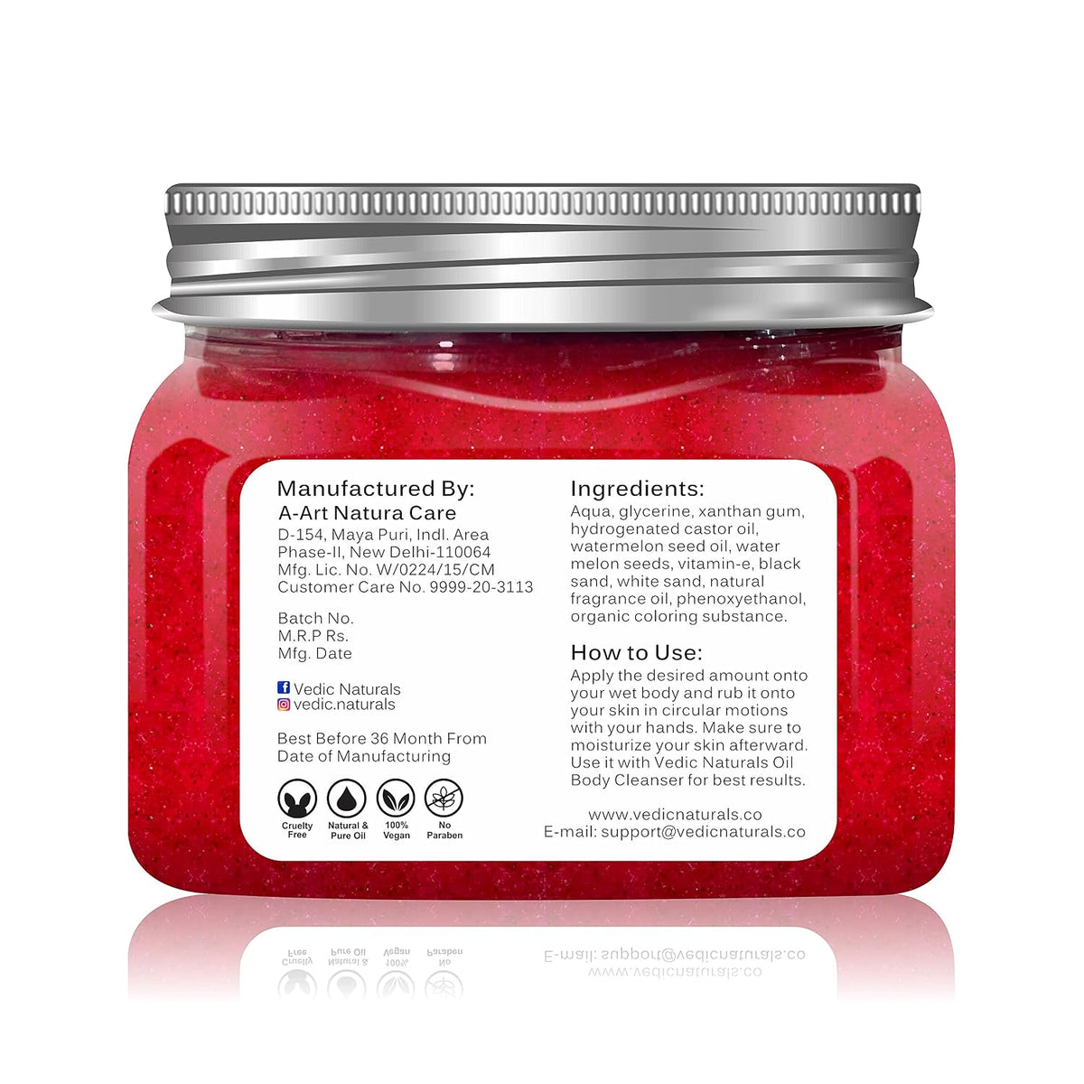 Watermelon Body Scrub 450gm | Tan Removal | Removes Dead Skin | Exfoliation | 100% Organic