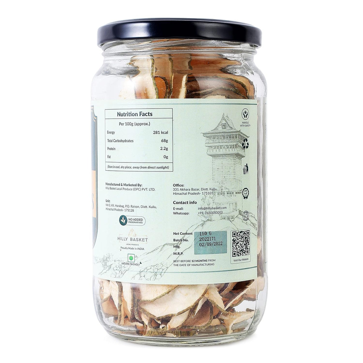 Hilly Basket Dried Pears Chips | 100% Natural | Himalayan Grown | High Fiber & Potassium | Good for Digestion | 150 gms