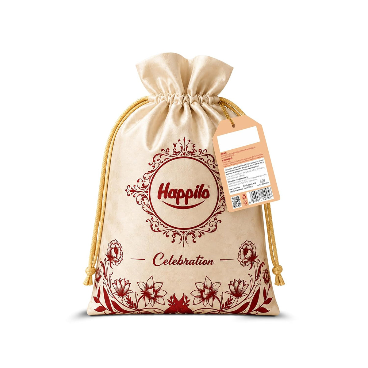 Happilo Dry Fruit Gifitng Potli 500g, Almonds, Cashews, Raisins, Pistachios
