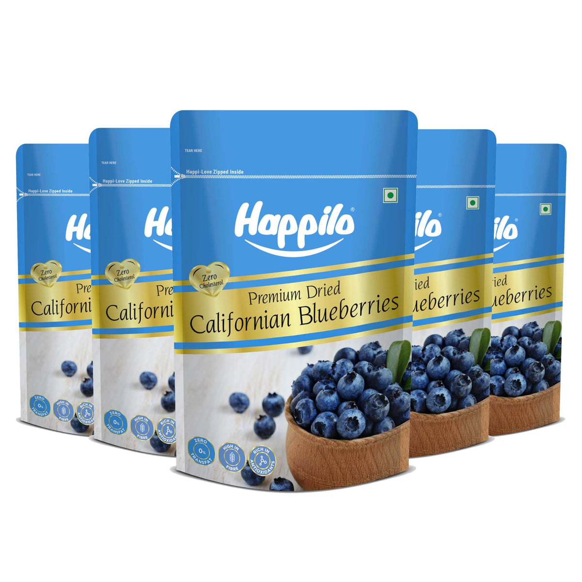 Happilo Premium Dried Californian Blueberries 150 g (Pack of 1) | Rich in Calcium and Vitamin K | Non-GMO & No Preservatives | Ideal For Snacking