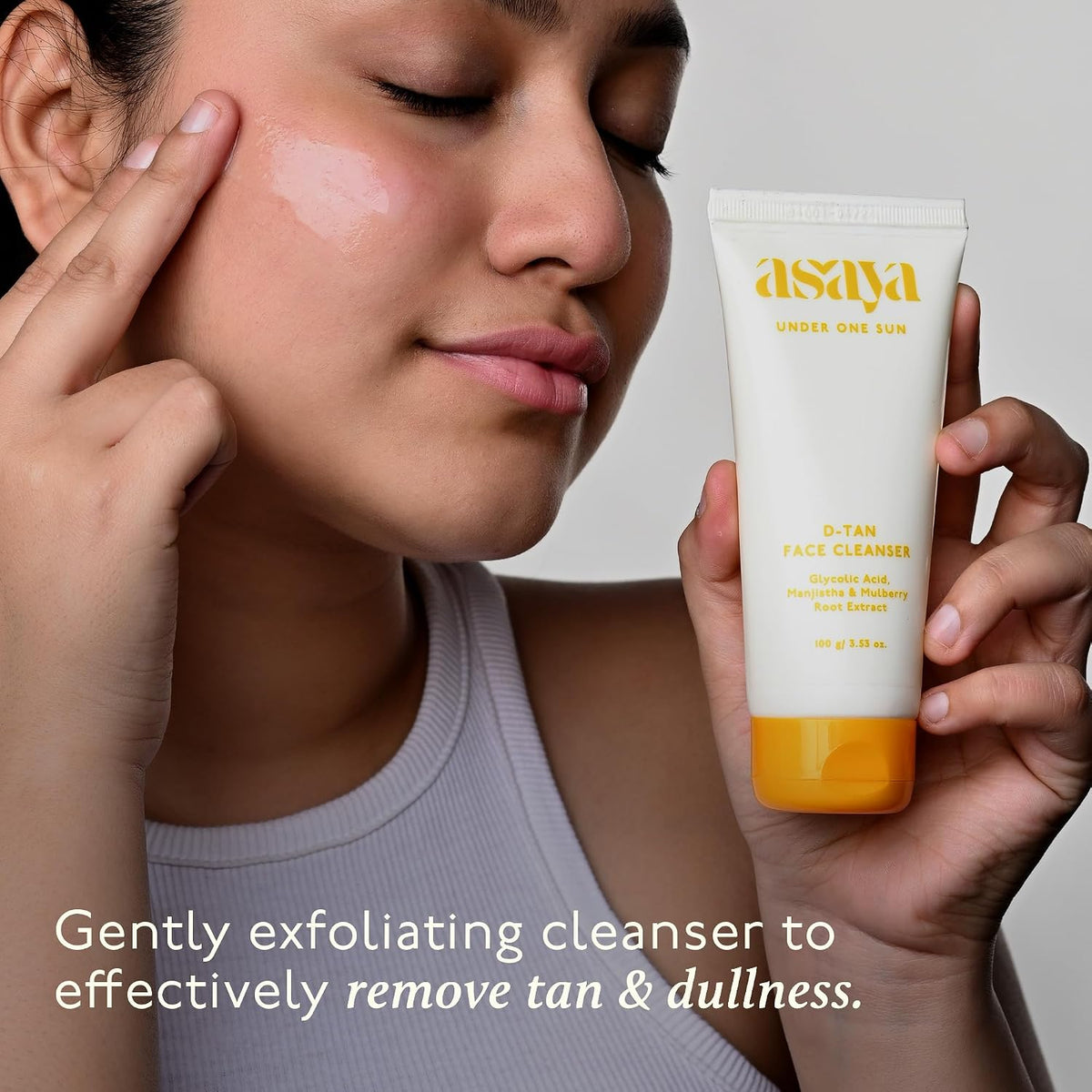 Asaya Detan Face Wash | Glycolic Acid, Berry Extract & Manjistha | Tan Removal Face Cleanser for Men & Women | Normal, Combination or Oily Skin | Gently Exfolia