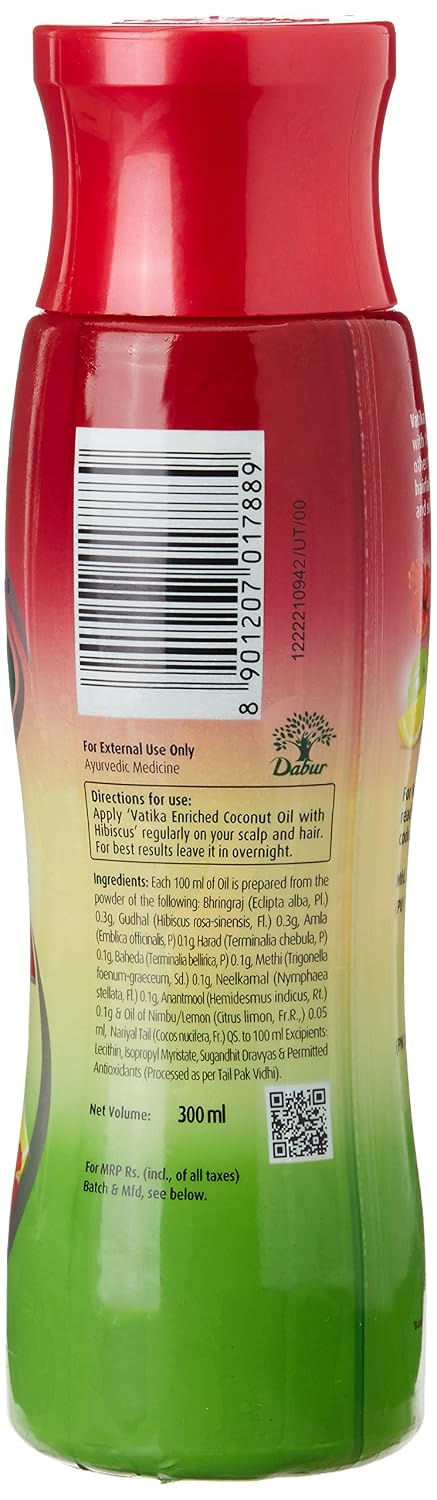 Dabur Vatika Enriched Coconut Hair Oil with Hibiscus | Helps Control Hair Fall | Promotes Thick, Long & Healthy Hair | Deep Scalp Nourishment