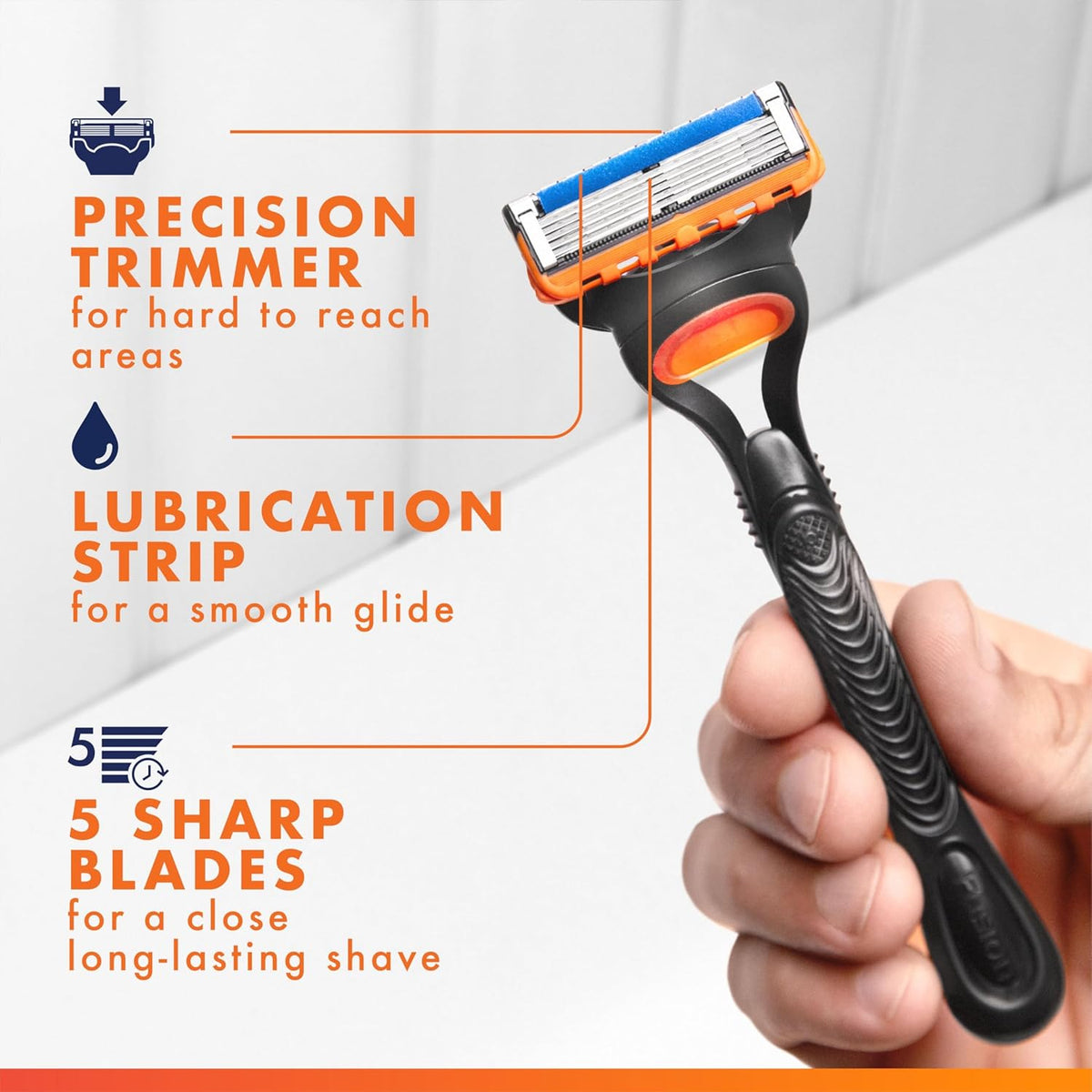 Gillette Fusion5 Menââ‚¬â„¢s Razor Handle + 4 Blade Refills