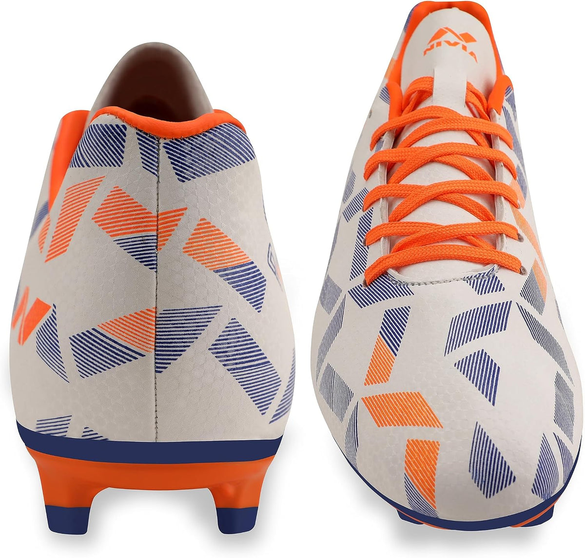 Nivia Cpolar Football Stud Shoe for Men/Sports and Soccer Shoe/Comfortable and Lightweight White/Orange 8 UK
