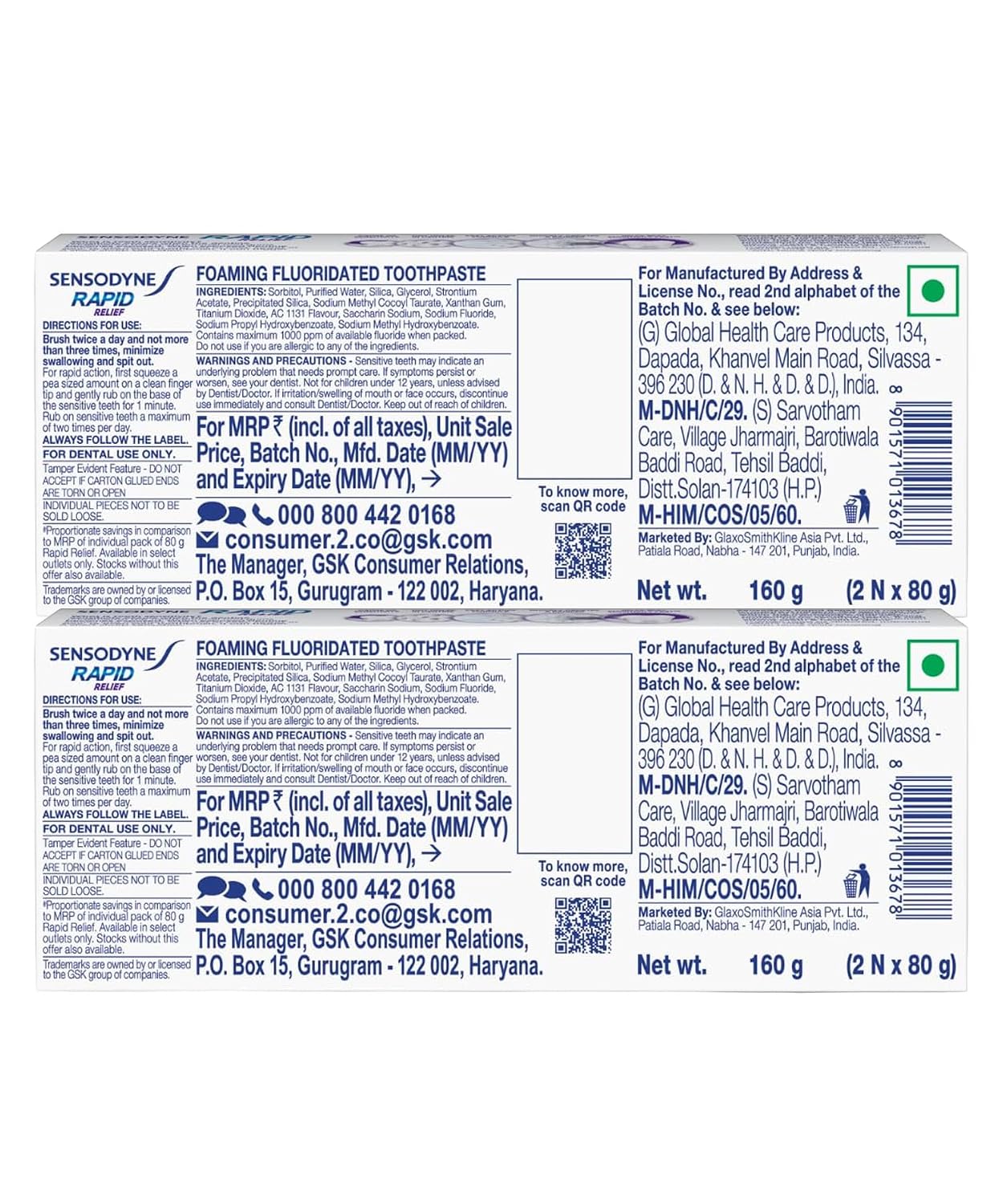 Sensodyne Toothpaste Rapid Relief | Fast Sensitivity Relief Tooth Paste Combo Pack - 320gm (80gm x 4) | Fresh Taste | Dentist Recommended