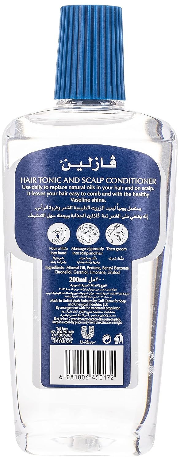 Vaseline Hair Tonic & Scalp Conditioner | Smoothes Hair | Locks In Moisture | Non-Greasy Shine | 200 ML 200 ml (Pack of 1)