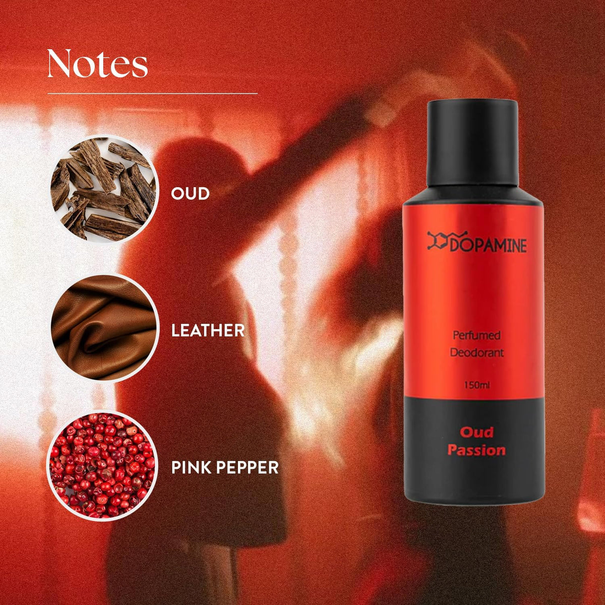 Dopamine Oud Deodorant for Men Combo Long lasting Smell - Body Spray For Man, Premium Men's Deo for Fresh smell - Oud Cardinal and Oud Passion - (150 ml x 2)