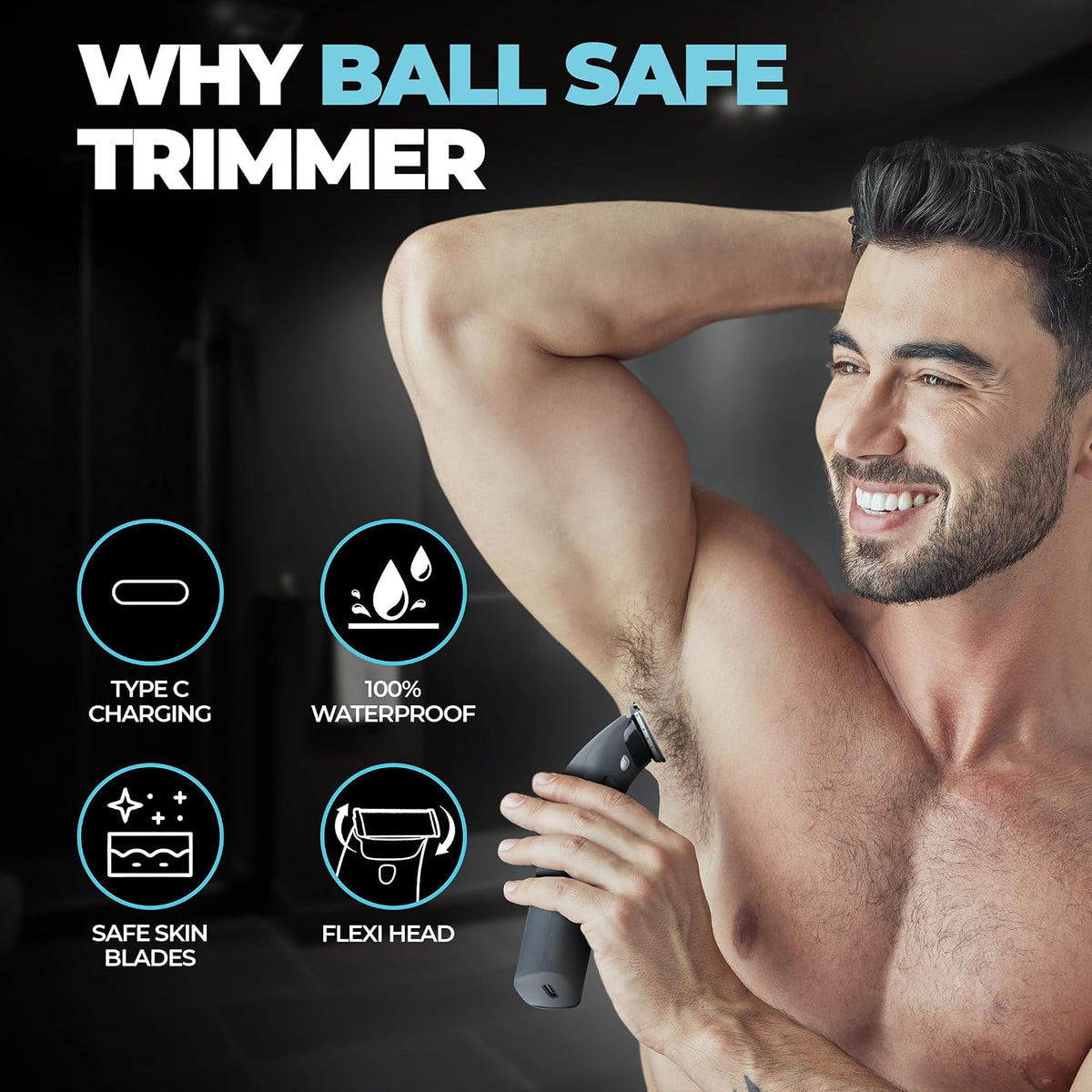 BEARDO Ball Safe Trimmer For Men|Fast Charging Trimmer For Intimate Parts, Beard, Body|Body Grooming Kit - No Nicks Or Cuts, Powerful Motor, Type C, Fast Chargi