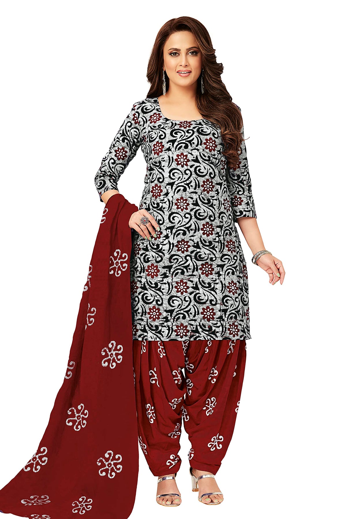 Miraan Cotton Printed Readymade Salwar Suit For Women (MIRAANSANBAT503) M Grey