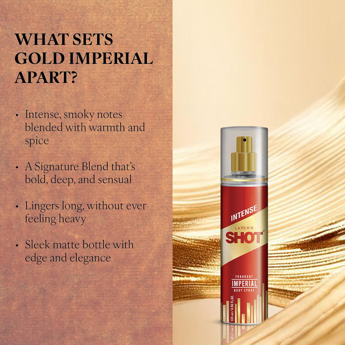 Layer'r SHOT Gold Imperial Deodorant Body Spray for Men 135ml
