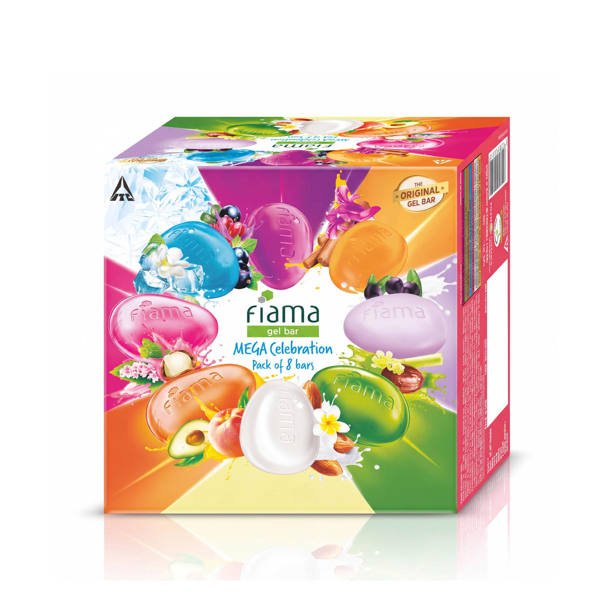 Fiama Gel Bar Mega Celebration Pack 1kg (125g Pack of 8) | 8 Unique Soap Variants | Moisturised Skin with 30% Smoothing Body Serum | Bathing Soap Gift Set for W