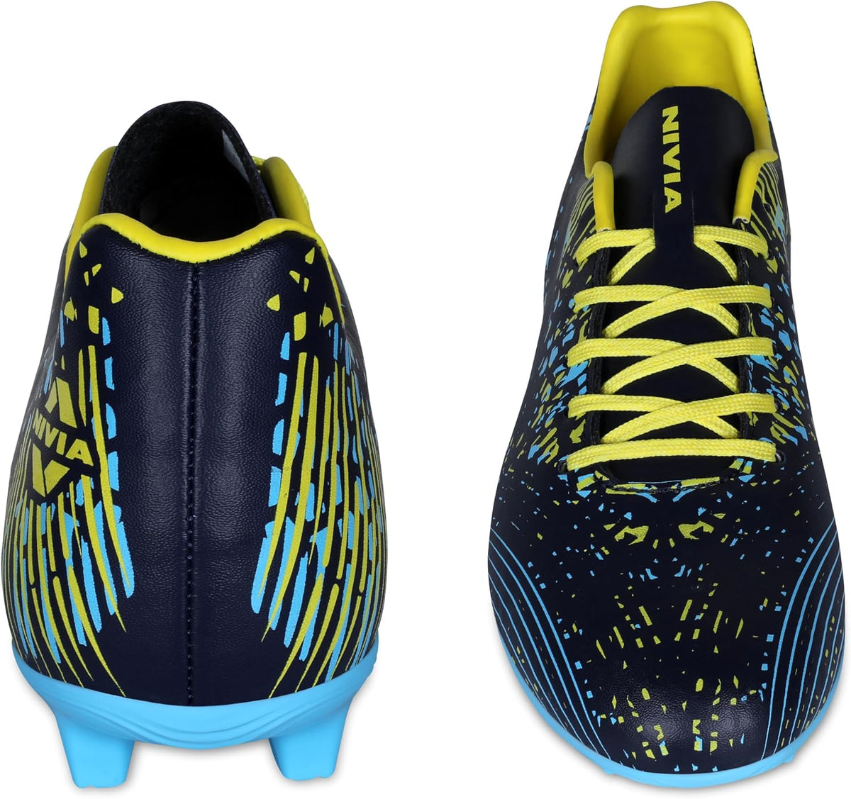 Nivia Goal Power Football Stud Shoe Foe Men/Sports and Soccer Shoe/Comfortable and Lightweight Navy Blue/Sky Blue 10 UK