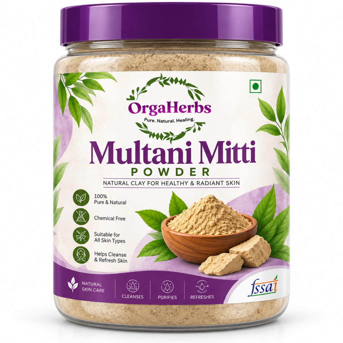 Multani Mitti Powder, Natural Clay for Face Pack & Skin Care | 1kg-Jar 1 Kg - Jar