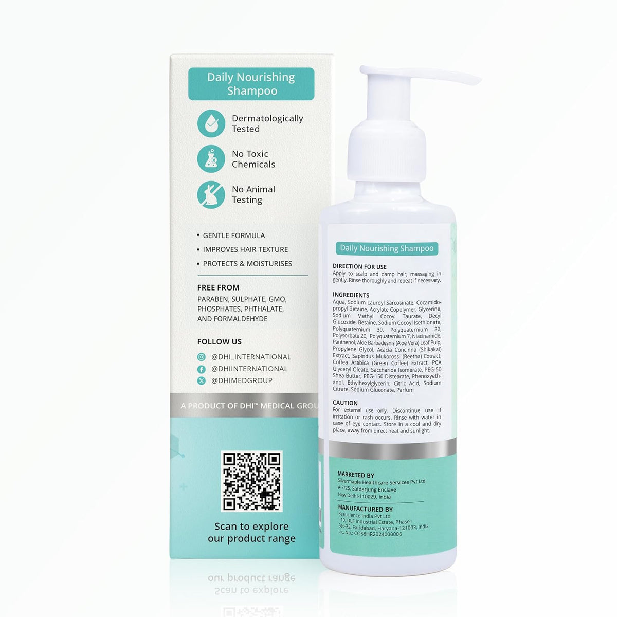 DHI Daily Nourishing Shampoo with Vitamin B3 & B5 | Improves Hair Texture, Protects | Dermatologically Tested | For All Hair Types | Paraben & Sulphate Free for