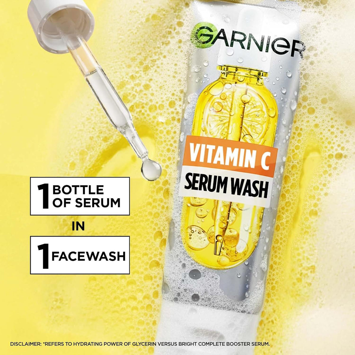 Garnier 2-in-1 Vitamin C Serum Facewash |Cleanse, Brighten & Hydrate, 100g 100gm