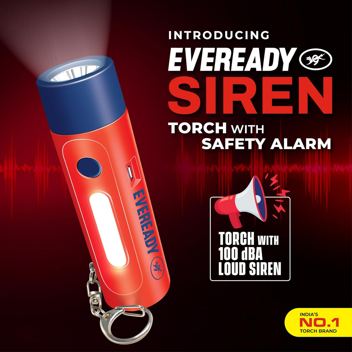 EVEREADY Siren DL102 Rechargeable LED Torch, USB Type-B Fast Charging DL 102 1
