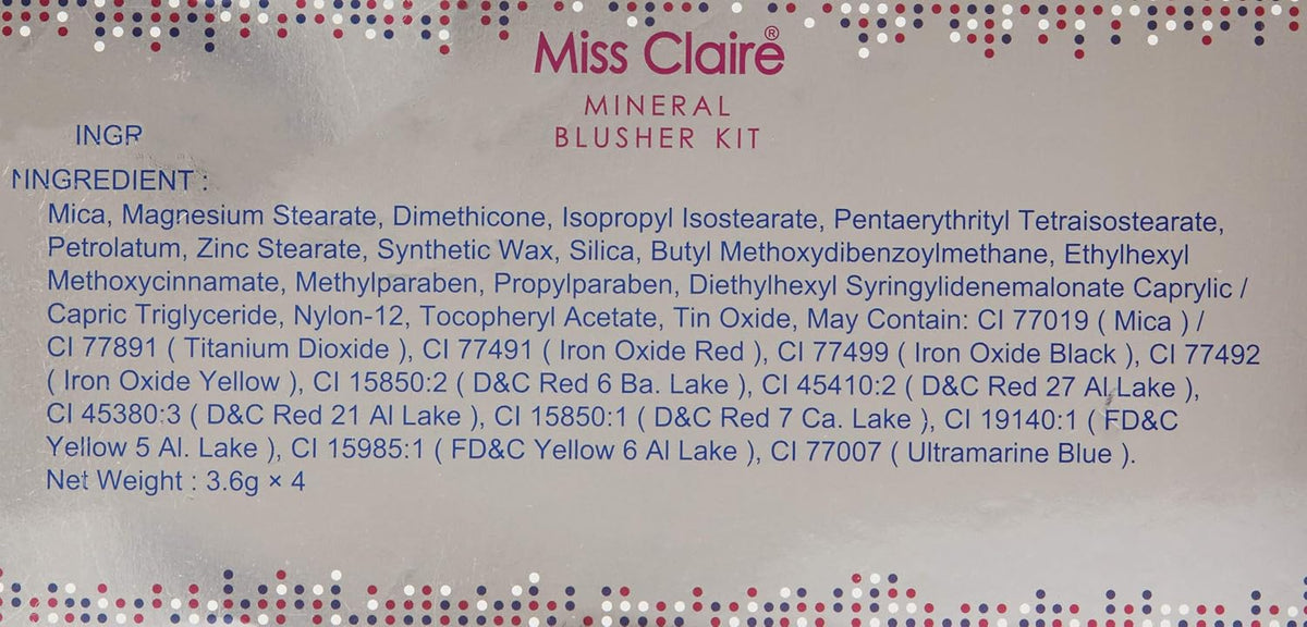 Miss Claire Mineral Blusher Kit 3716-4-3, Multi, 14 g