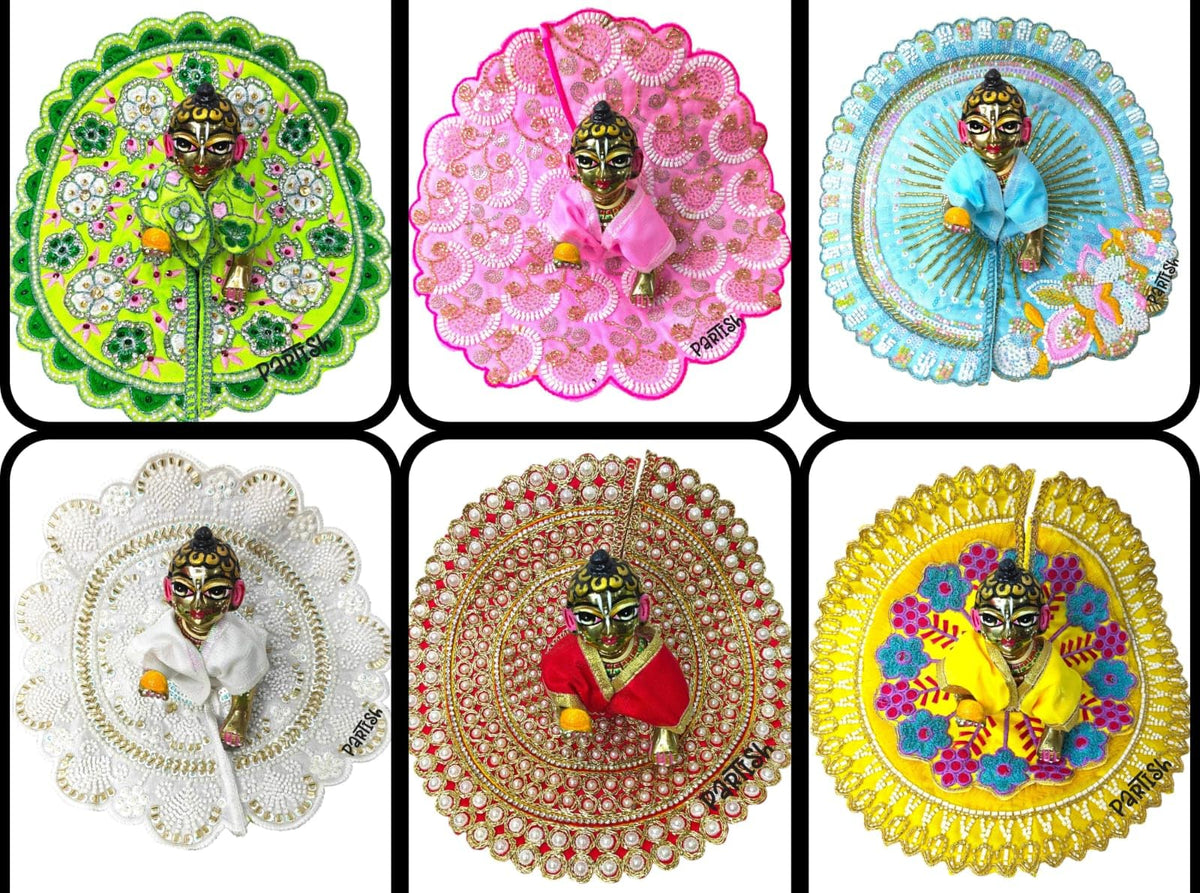 Laddu Gopal, Kanha Ji Dress, Poshak (Multicolour, Size 6 (Pack of 6)) Laddu Gopal Poshak Size 6