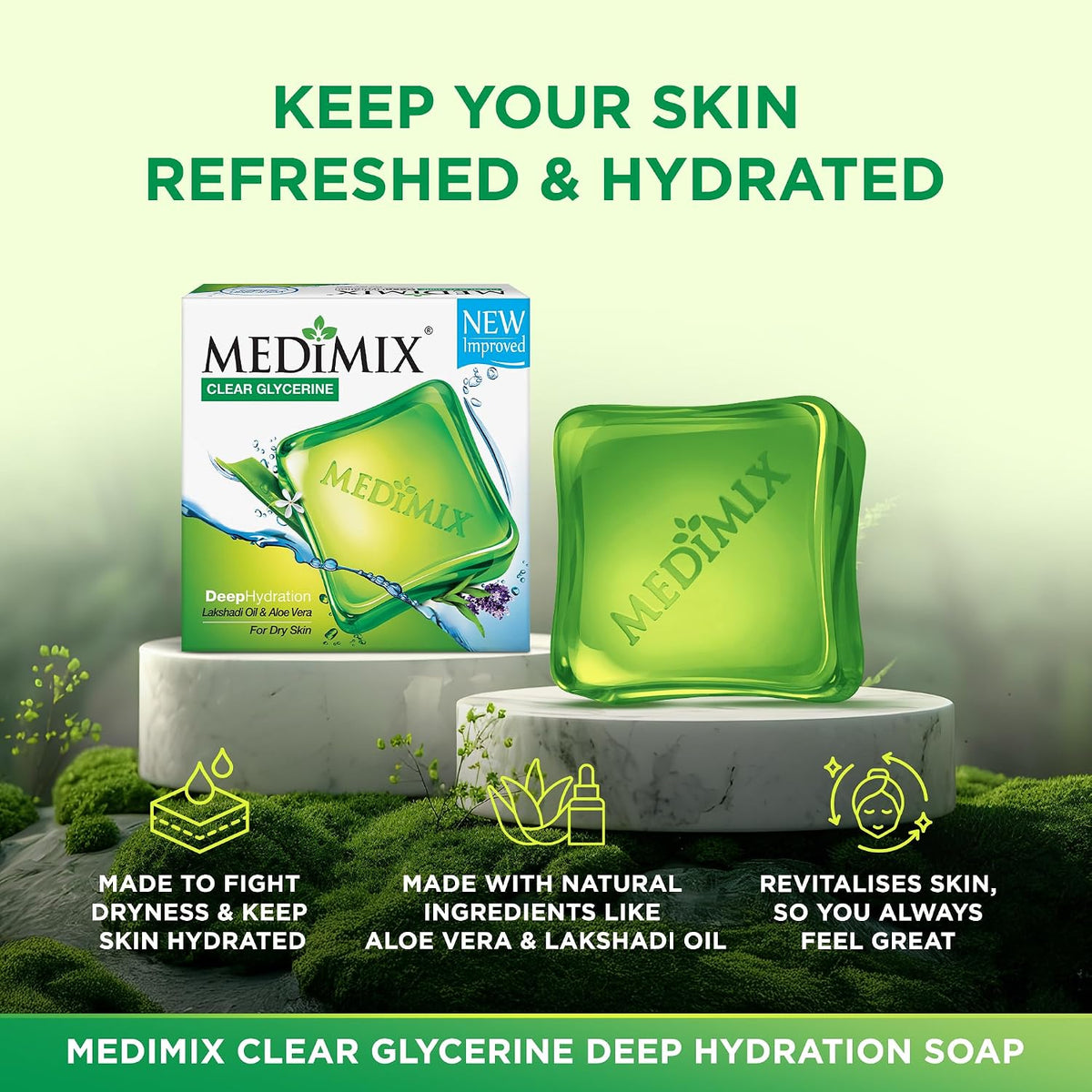 Medimix Clear Glycerine Soap for Dry Skin Infused with Lakshadi Oil Aloevera 3+1 100g 100 g (Pack of 4)