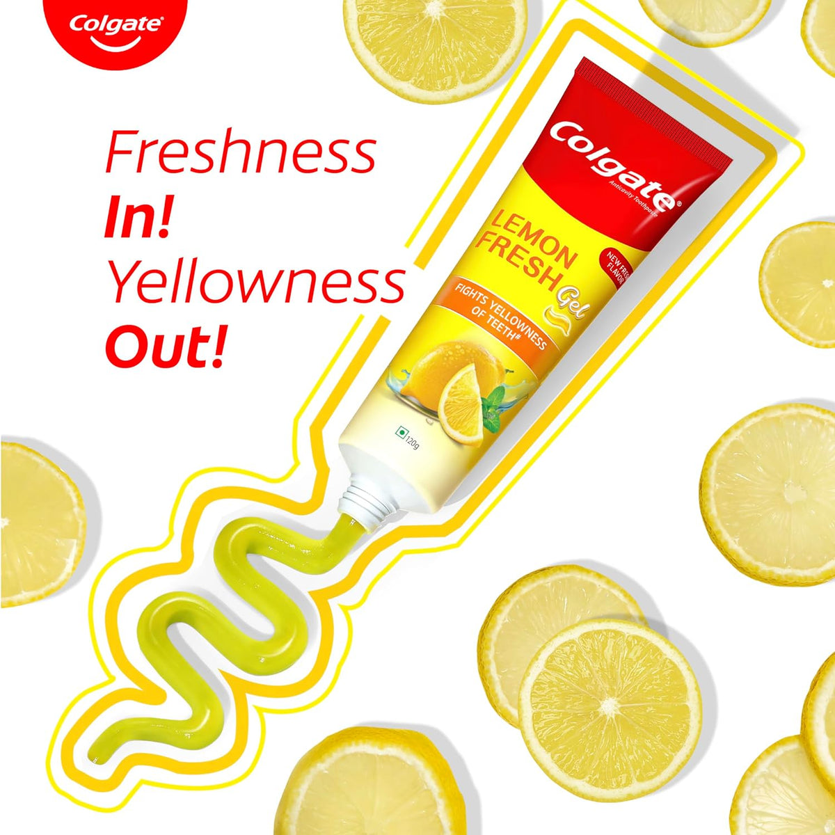 Colgate Lemon Fresh Gel Toothpaste | Tooth Paste Fights Yellowness of Teeth | Colgate Paste Toothpaste with New Fresh Flavor (240gm) Toothpaste 240g (120g x 2)