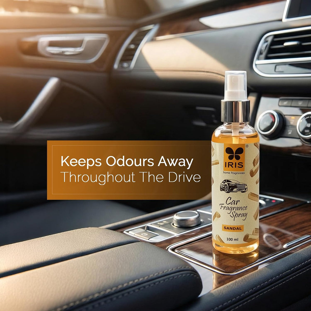 IRIS Sandalwood Car Air Freshener Spray | Long-Lasting Fragrance | 100ml