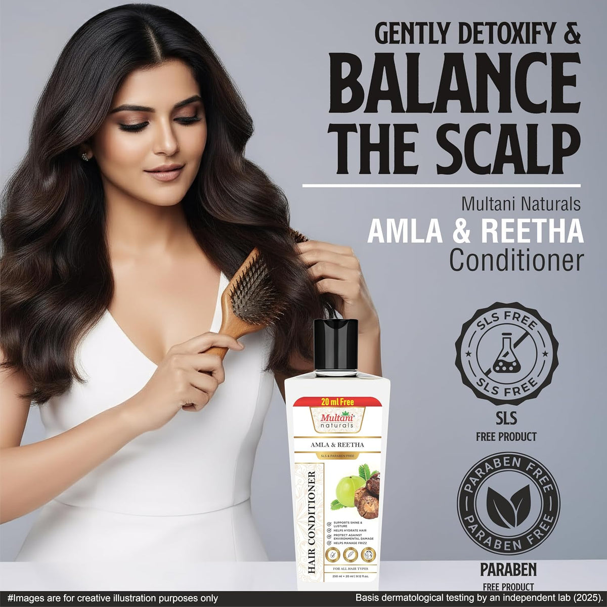 Multani Natural Amla & Reetha Hair Conditioner (270 ml) | For Hair Fall Rescue | Helps in Reducing Breakage, Tangles & Frizz | Gently Detoxify & Balance The Sca
