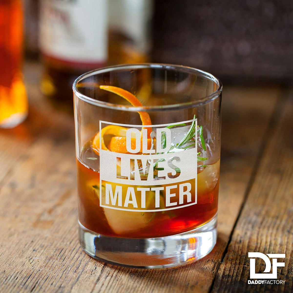 Old Lives Matter Whiskey Glass Cup - Funny Birthday Gift For Dad, Grandpa, Old Man - Gag Gift, 10.25 oz Laser Engraved Lowball Rocks Glass Retirement Gift Old F