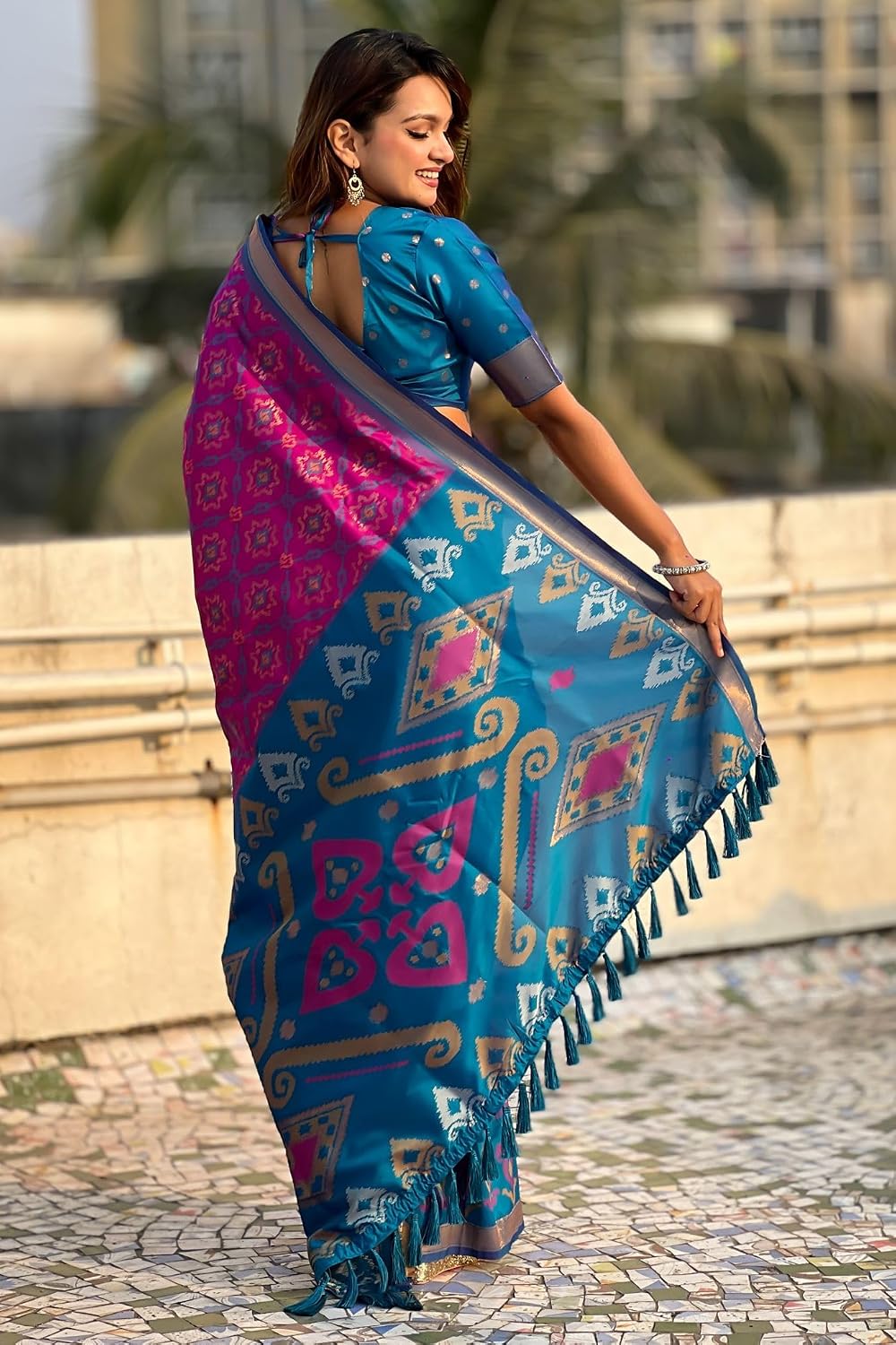 SGF11 Women's Kanjivaram Soft Silk Saree With Blouse Piece 6.3metres Grey