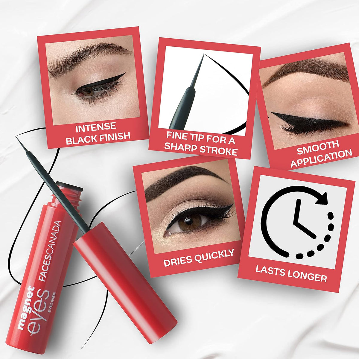 FACESCANADA Magneteyes Eyeliner Gel Black 01 3.5 Ml (Black) And Faces Magnet Eyes Kajal, 0.35G - Matte Finish