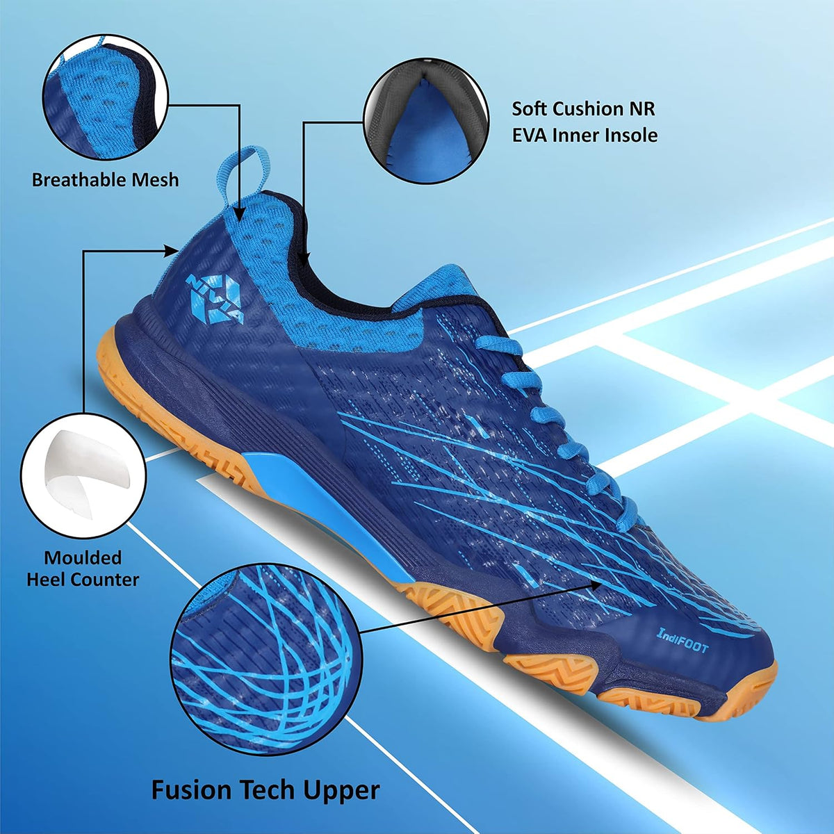 Nivia Powerstrike 3.0 Badminton Shoes for Kids | Phylon, Natural Rubber Sole with Breathable mesh Upper for Sports, Badminton, Volleyball, Squash, Table Tennis