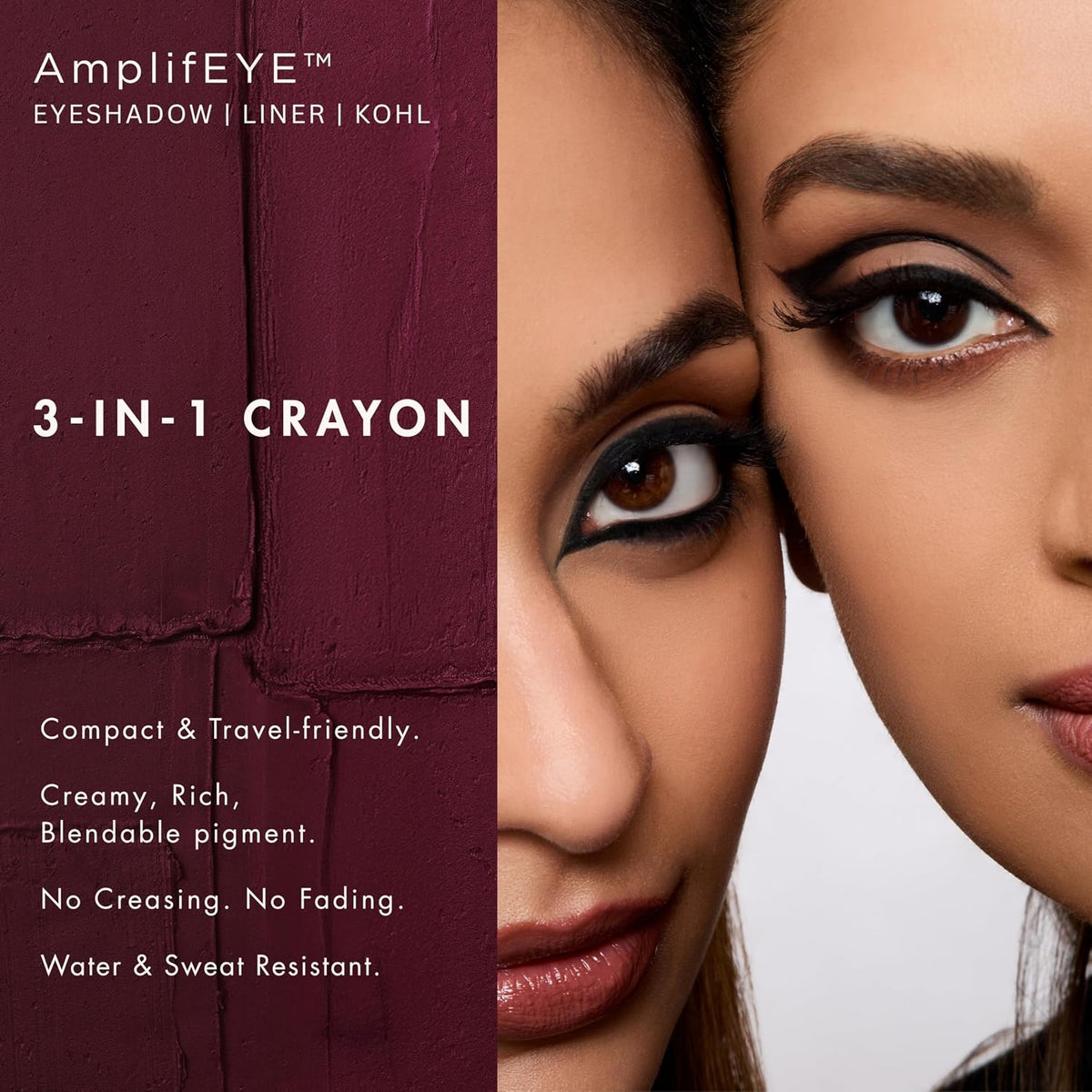 HYUE AmplifEYE™ 3-in-1 EYE Crayon | Eyeshadow - Liner - Kohl | Cold Brew | Creamy Multi-Use Stick with in-built Sharpener and Smudger | High-Pigment Formula wit