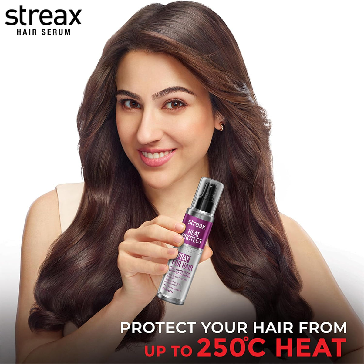 Streax Heat Protectant Spray for Hair - 100 ml, Hair Styling Spray for Women & Men I Heat Protection Spray from heat|Heat protection serum|Protection upto 250°C