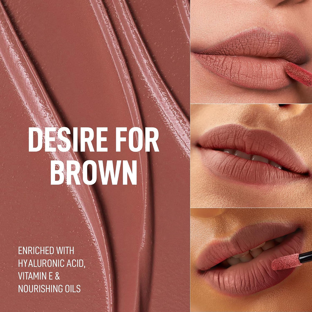 RENEE Stay With Me Matte Transferproof Liquid Lipstick- Desire for Brown | Waterproof & Smudge-proof | Bold Pigment, Lightweight & Long-lasting | With Hyaluroni