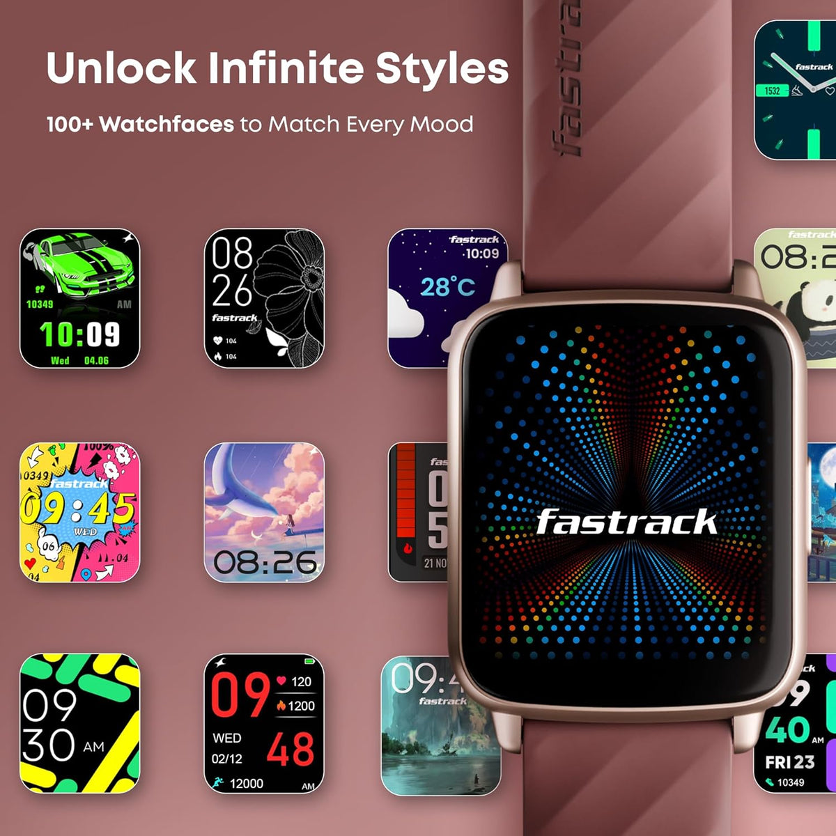 Fastrack Volt S1 Smart Watch for Man and Women Latest with 1.83" Display, Silicone Strap, BT Calling, 100+ Sports Modes, Heart Rate, SpO2, IP68, Ideal Smartwatc