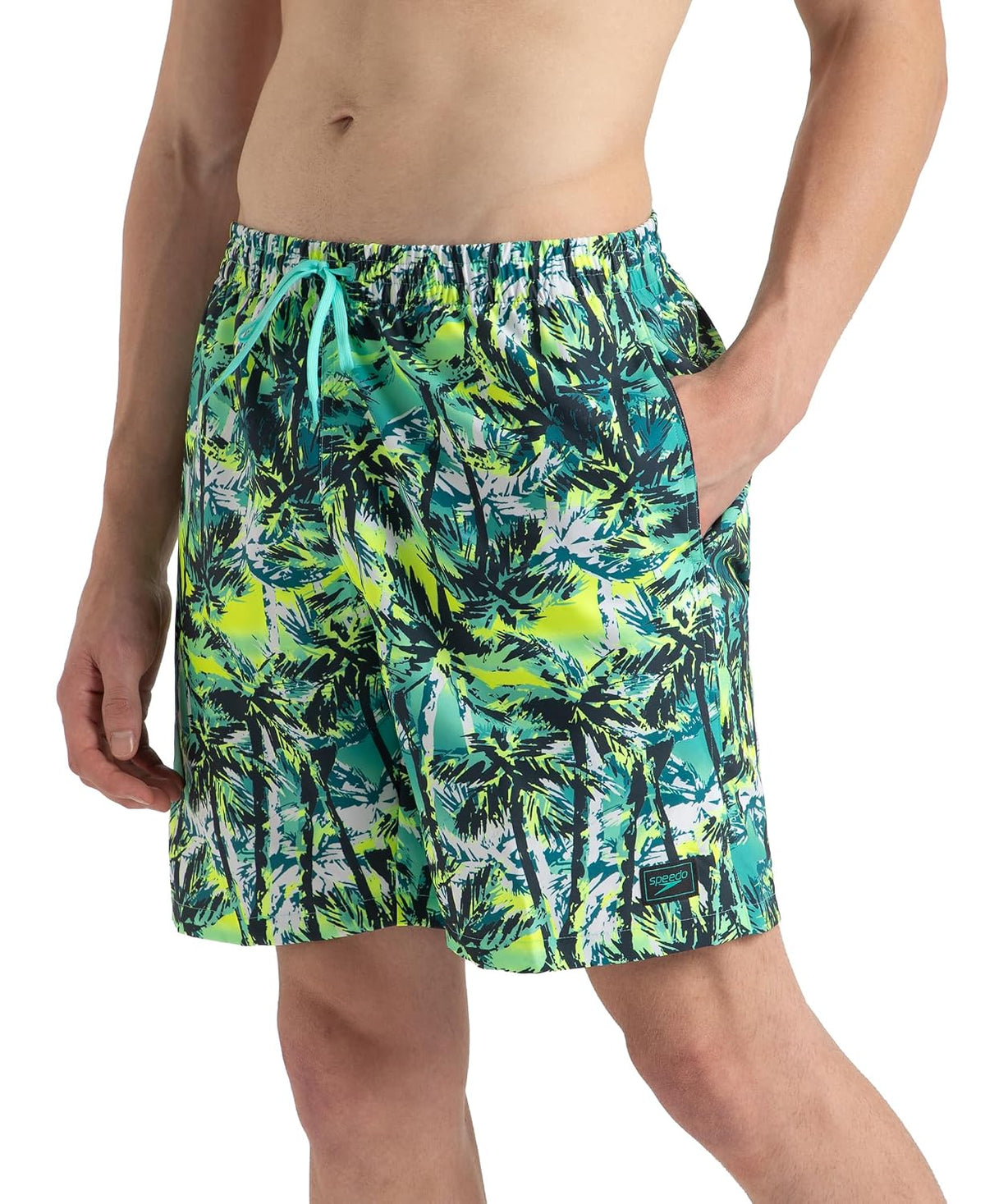 Speedo Men's 4 Way Comfort Stretch Essential Printed Watershorts with Side Pockets | 100% Recycled Polyester | Water Repellent | Internal Drawcord | Wide Waistb