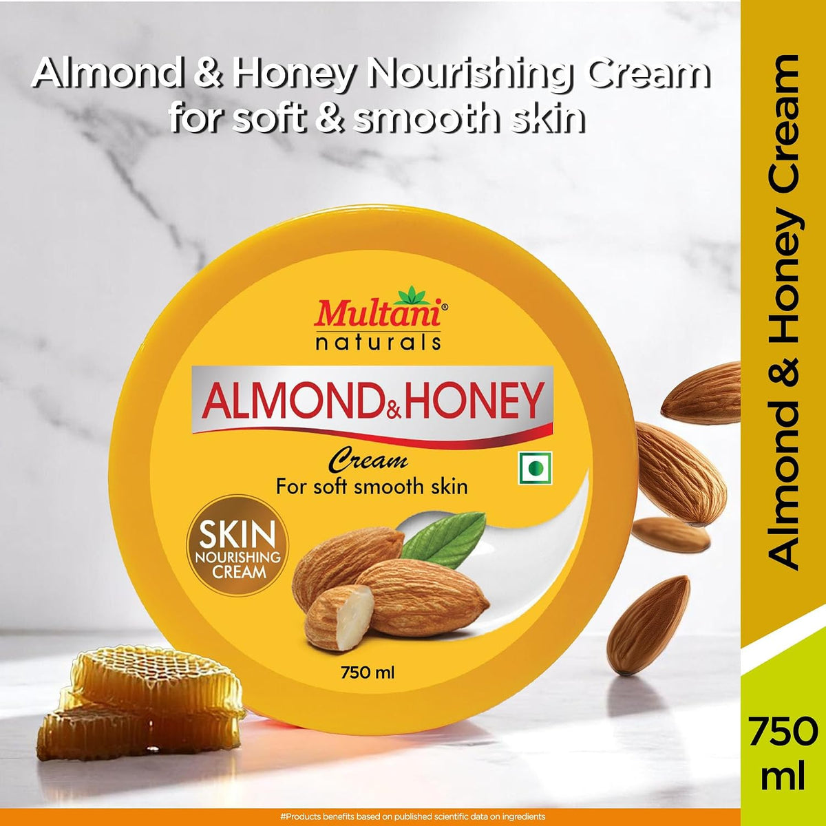 Multani Naturals Almond & Honey Cream | Deep Nourishing Hands & Body | Skin Cream with Natural Sunscreen For Glowing Skin | Protects for Dryness & Retains Natur