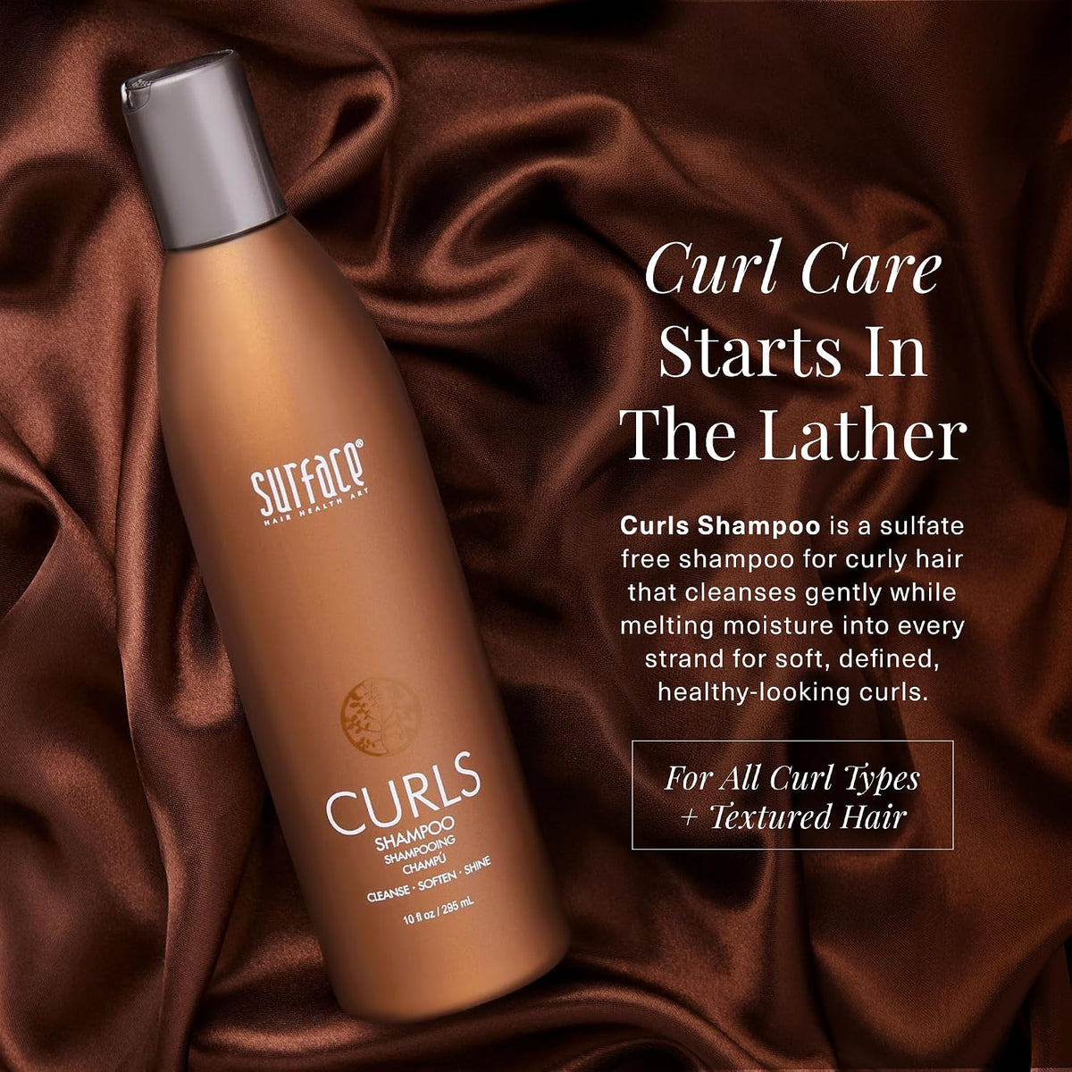Surface Hair - Curls Moisturizing Shampoo – Defines, Adds Shine, and Provides Frizz Free Style Longevity 10 Fl Oz