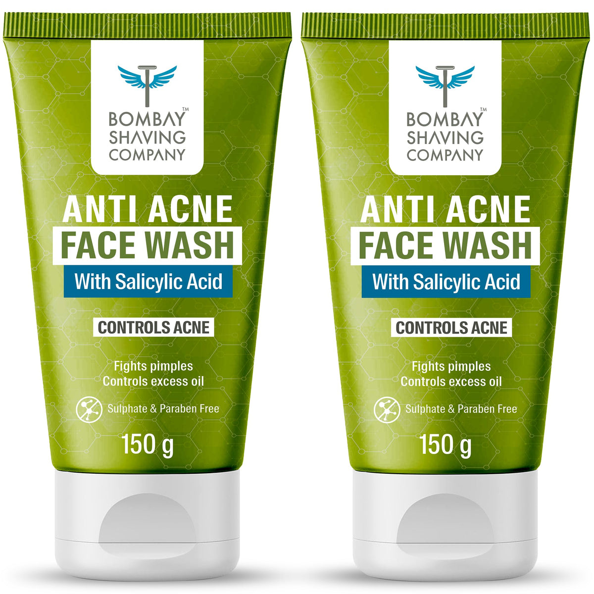 Bombay Shaving Company Oil Control Facewash for Men | Salicylic Acid & Niacinamide Face Wash | Deep Cleansing for Oily & Acne-Prone Skin | 150g x 2