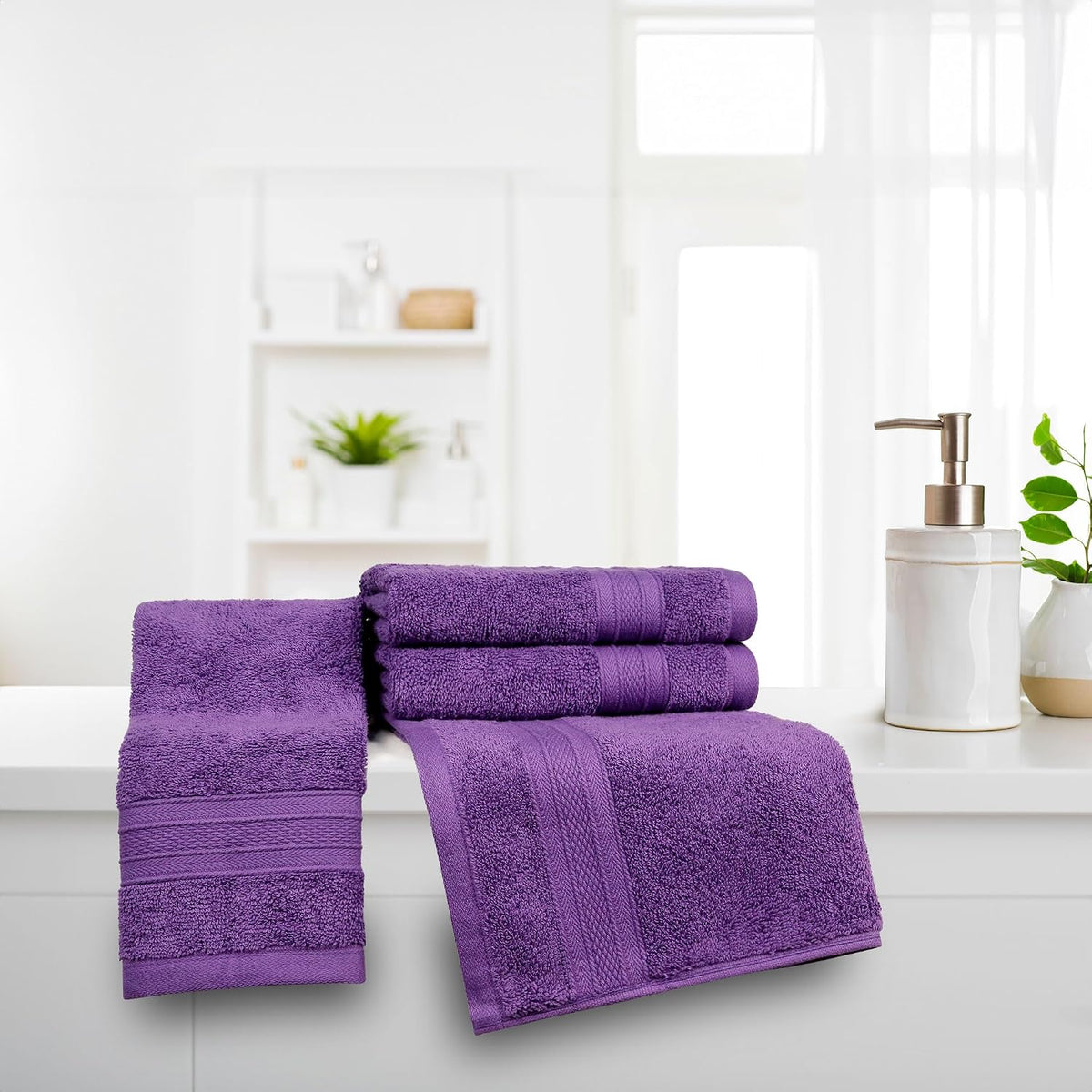Trident Soft Comfort Air Rich Towel 100% Cotton Hand Towel for Daily use, 500 GSM Highly Absorbent Towels for Men/Women, 4Pc Hand Towel Set (41 cm X 66 cm), Plu